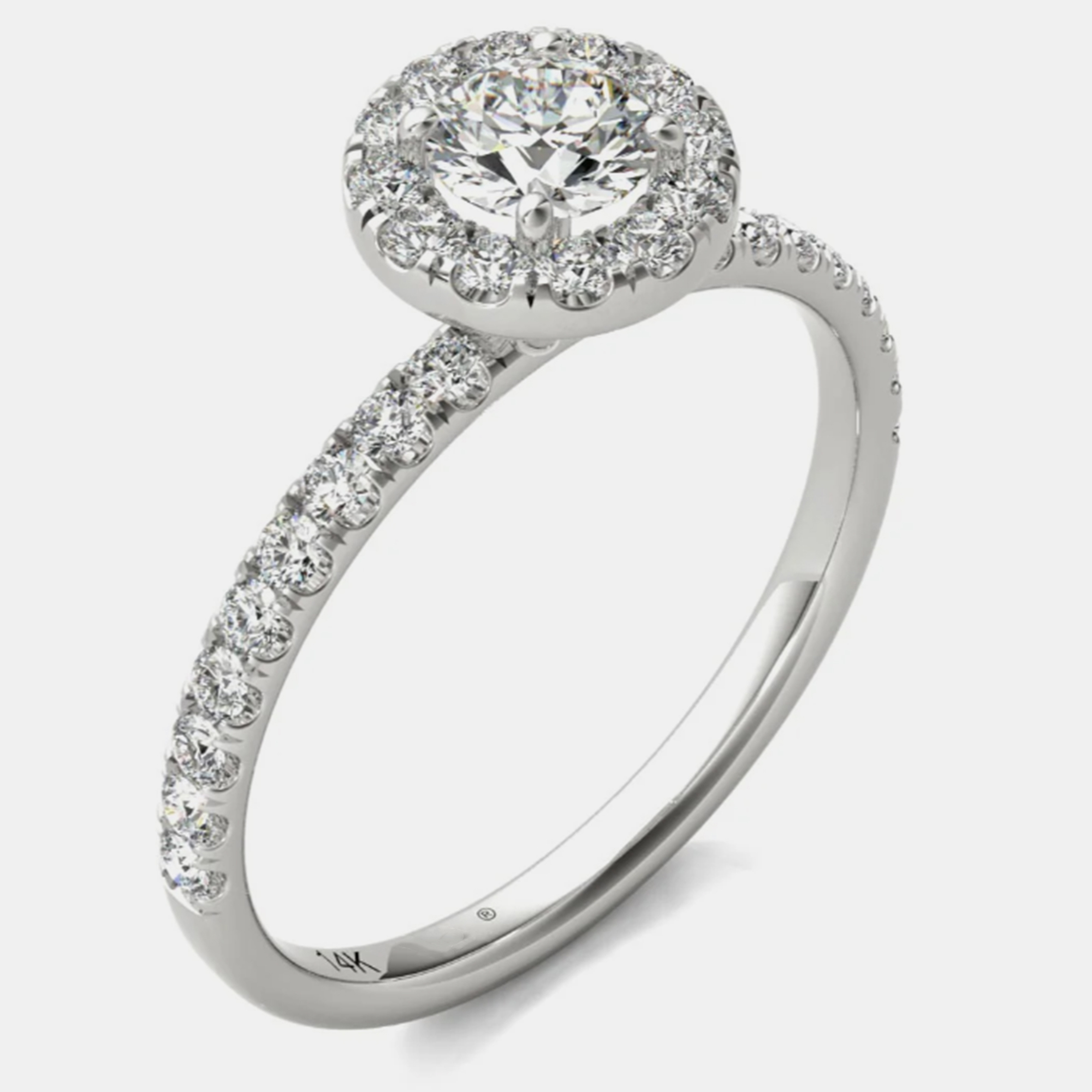 

14K White Gold Natural Diamond Halo Engagement Ring (3/4 Ctw)