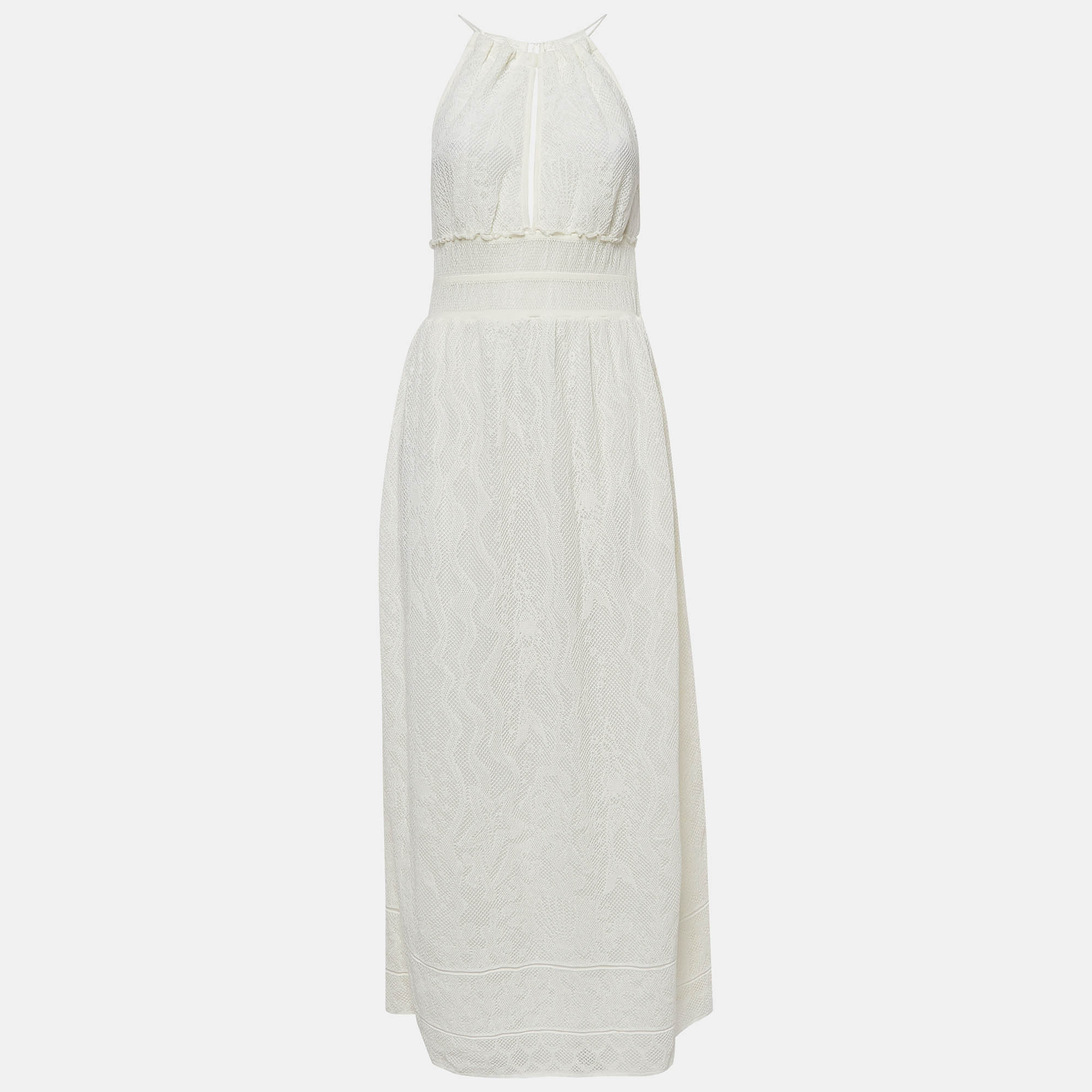 

M Missoni White Patterned Knit Sleeveless Midi Dress M