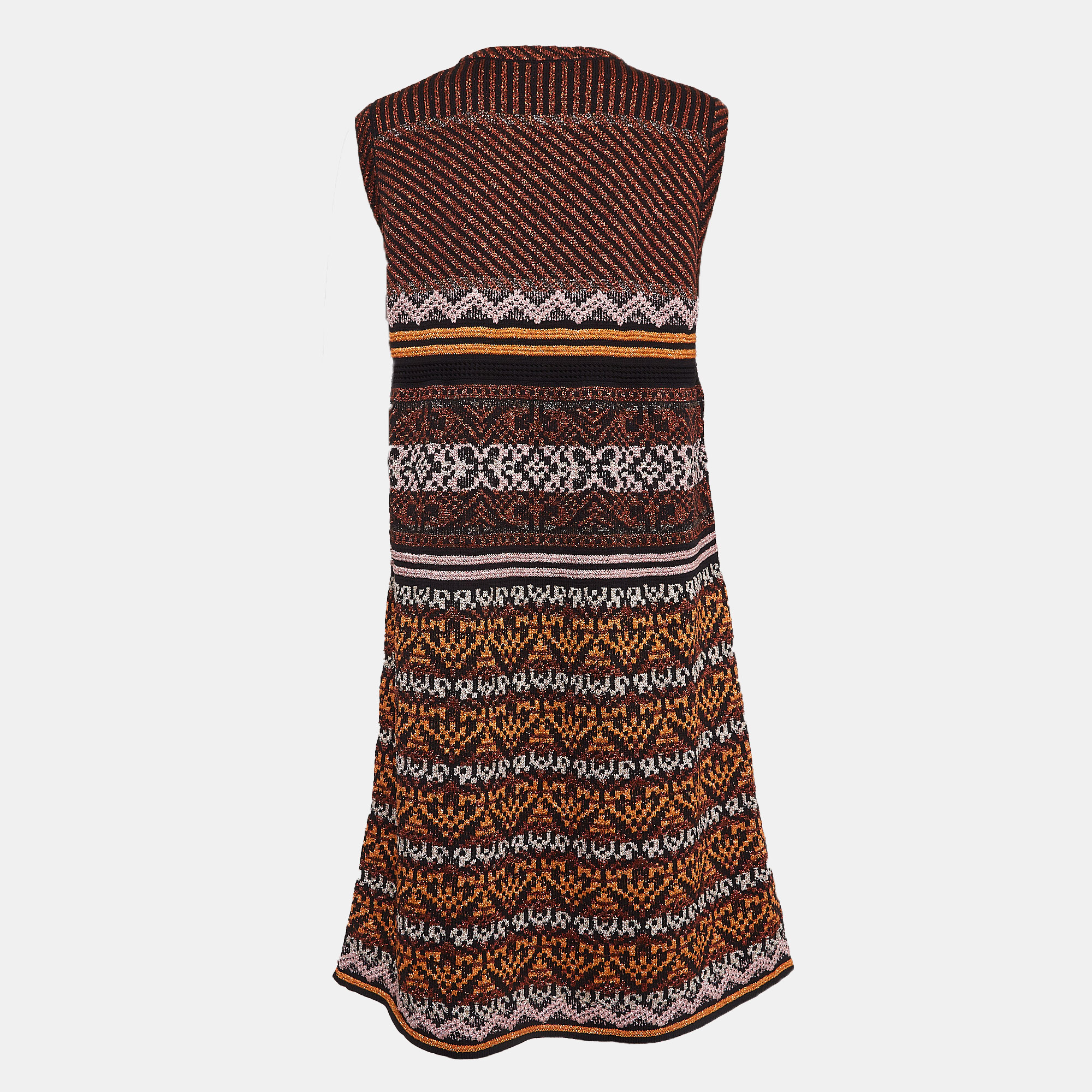 M Missoni Multicolor Patterned Lurex Knit Midi Dress L 