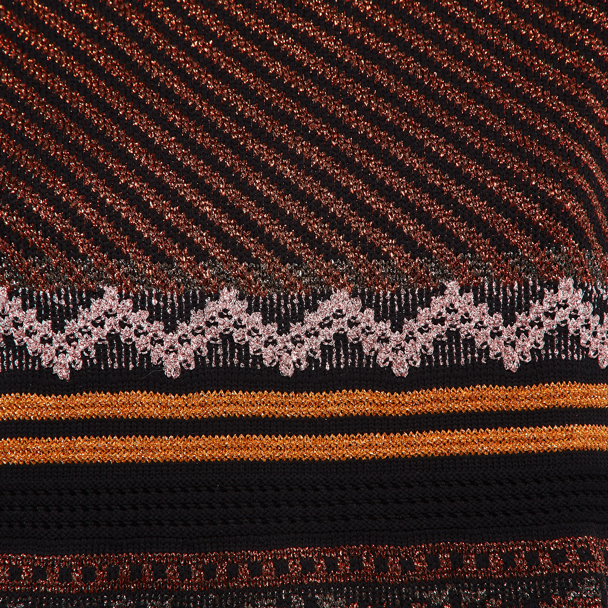 M Missoni Multicolor Patterned Lurex Knit Midi Dress L 