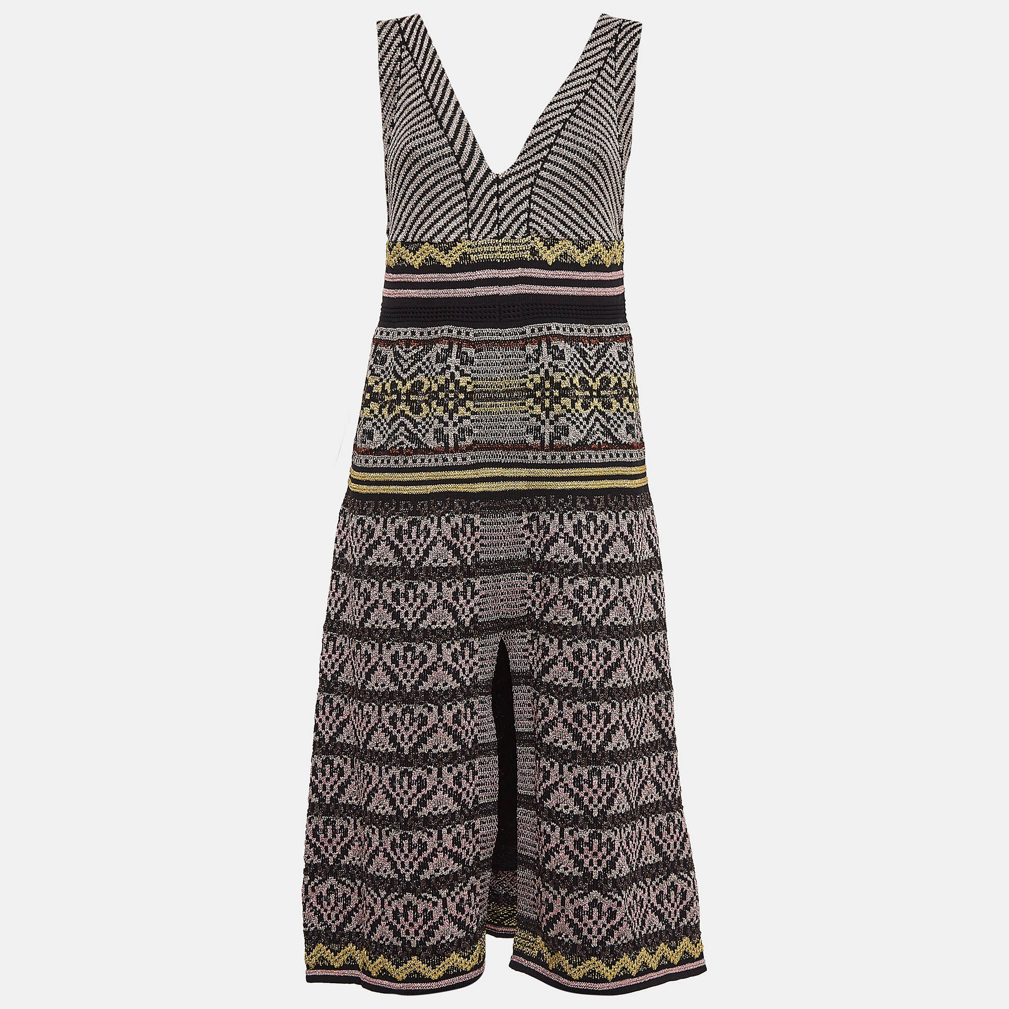 

M Missoni Multicolor Patterned Lurex Knit Sleeveless Midi Dress M