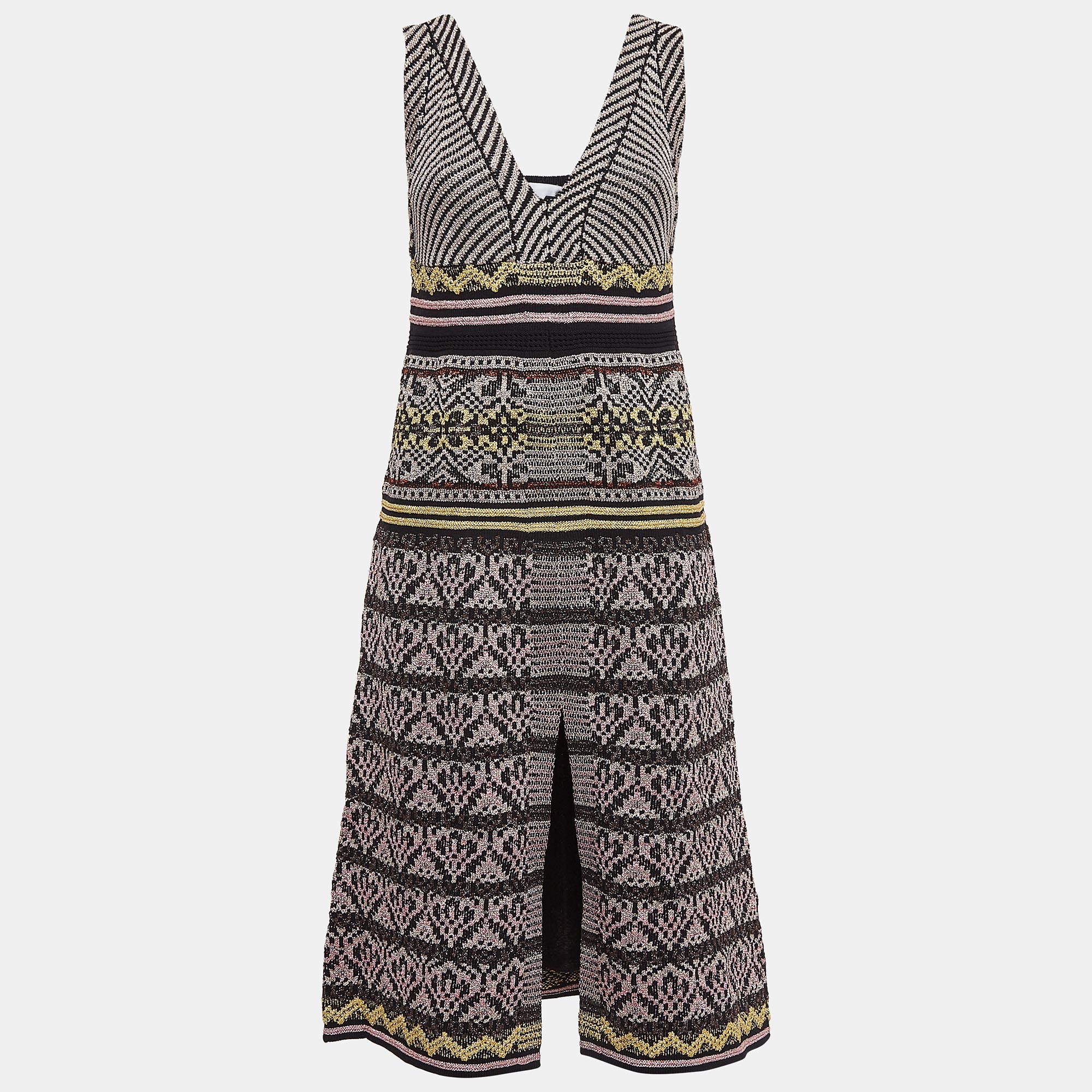 

M Missoni Multicolor Patterned Lurex Knit Sleeveless Midi Dress M