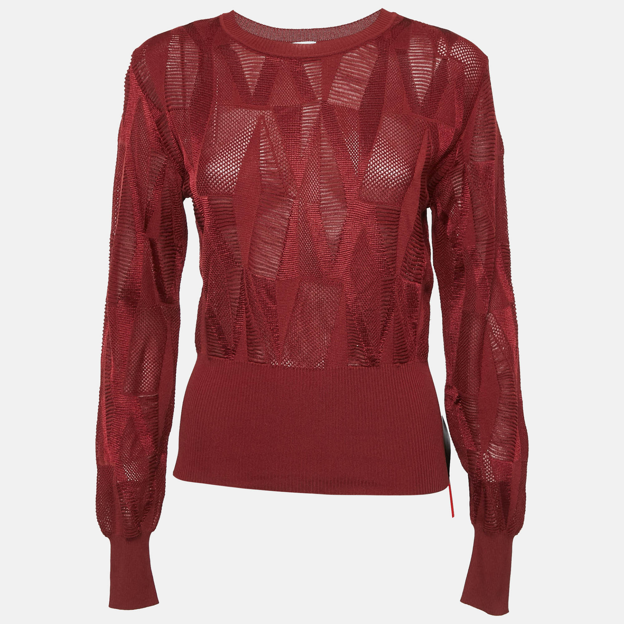 

M Missoni Dark Red Patterned Knit Jumper M