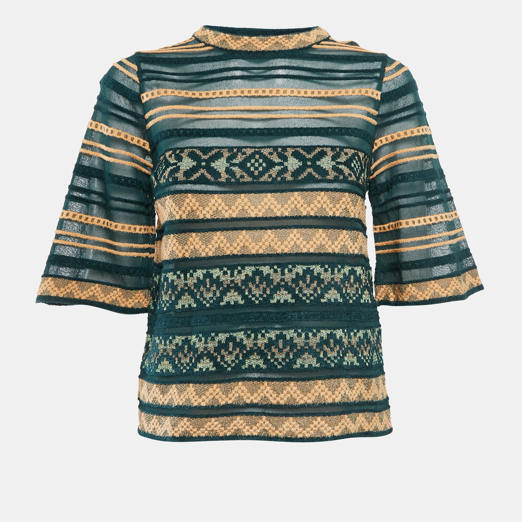 

M Missoni Green Patterned Knit Top M