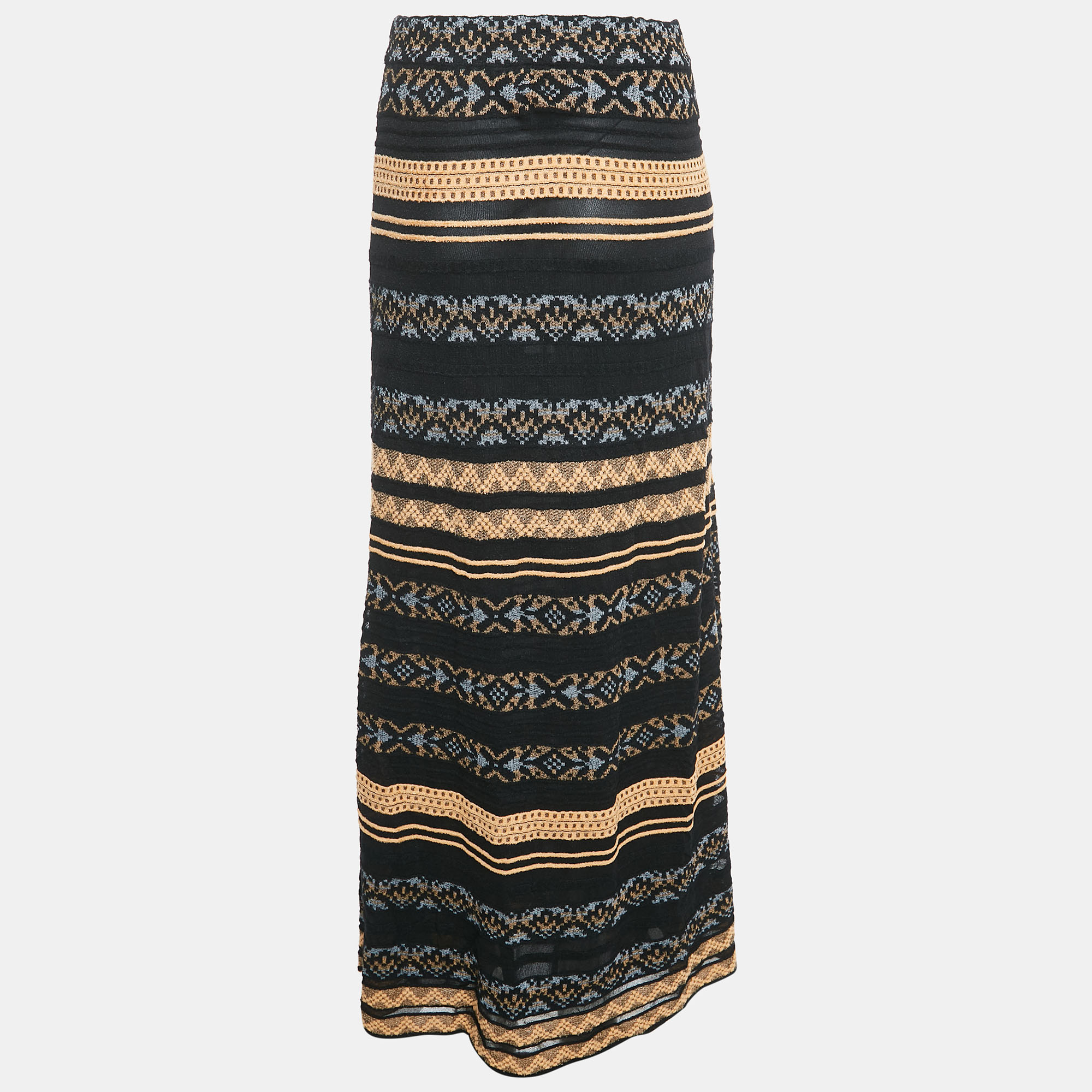 

M Missoni Black Patterned Knit Maxi Skirt M