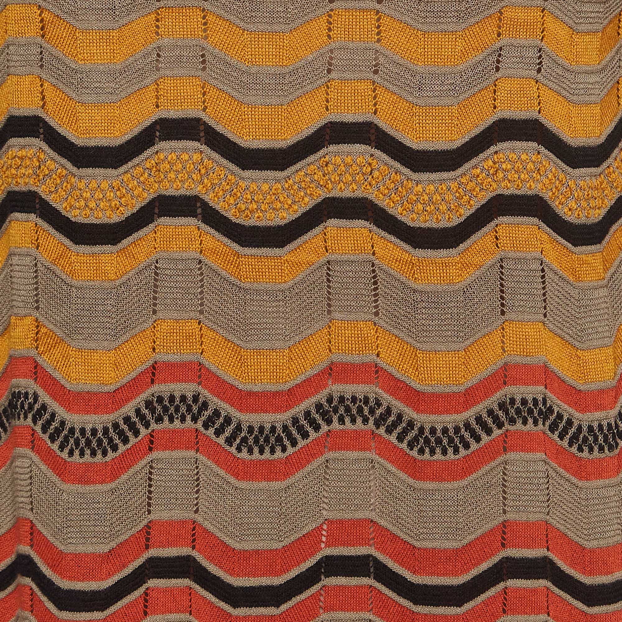 M Missoni Multicolor Patterned Knit Ruffled Midi Dress L 
