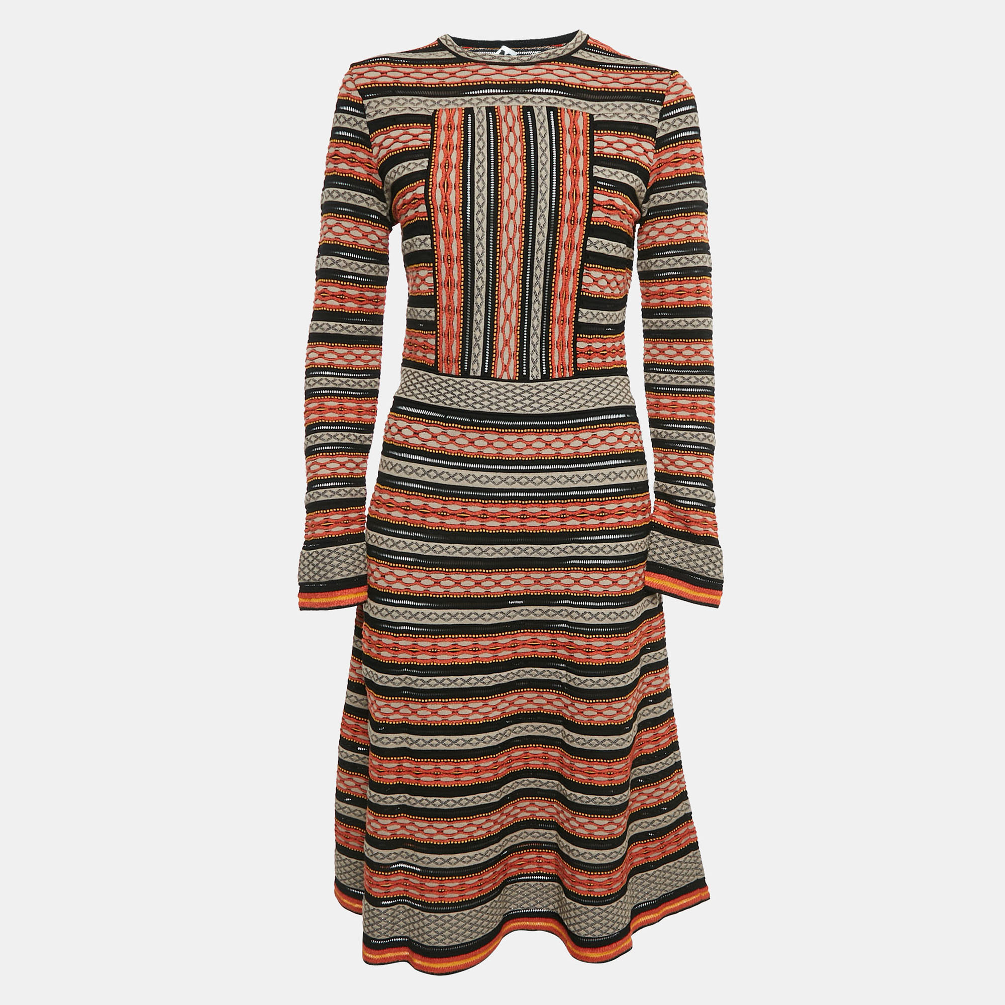 

M Missoni Multicolor Patterned Knit Midi Dress S