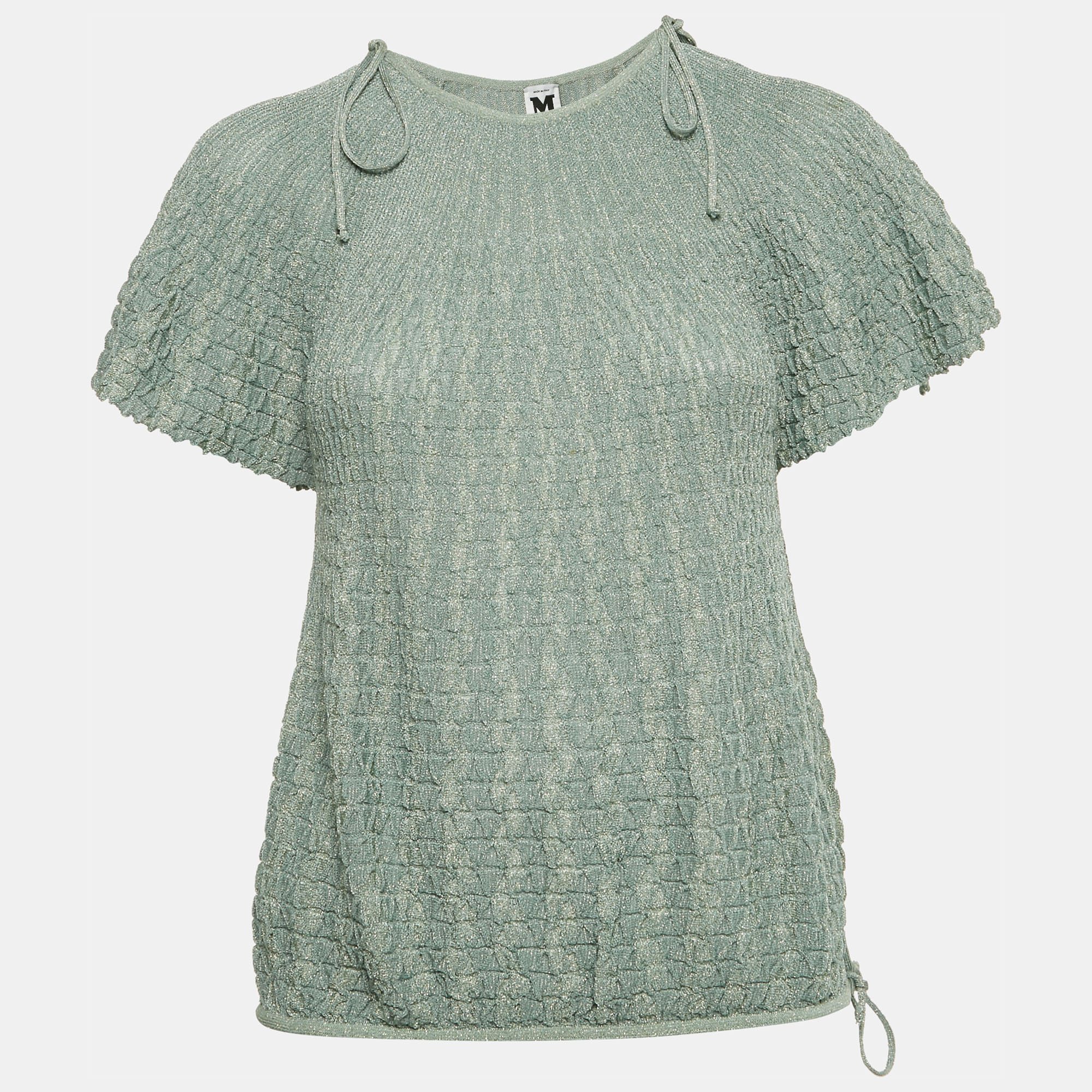 

M Missoni Green Textured Lurex Knit Top L