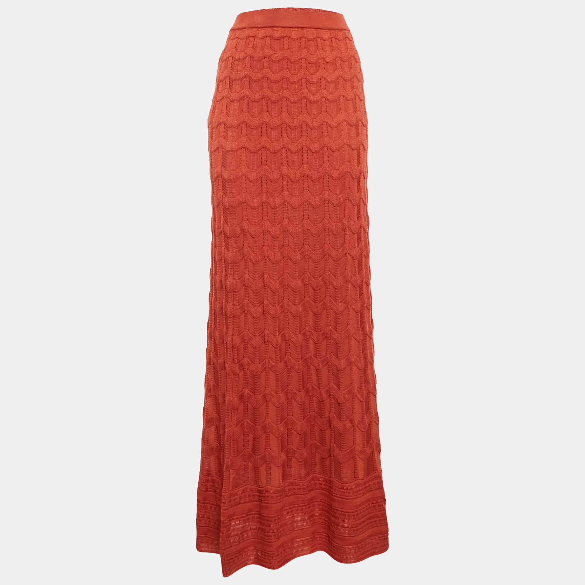 

M Missoni Brown Patterned Knit Maxi Skirt S