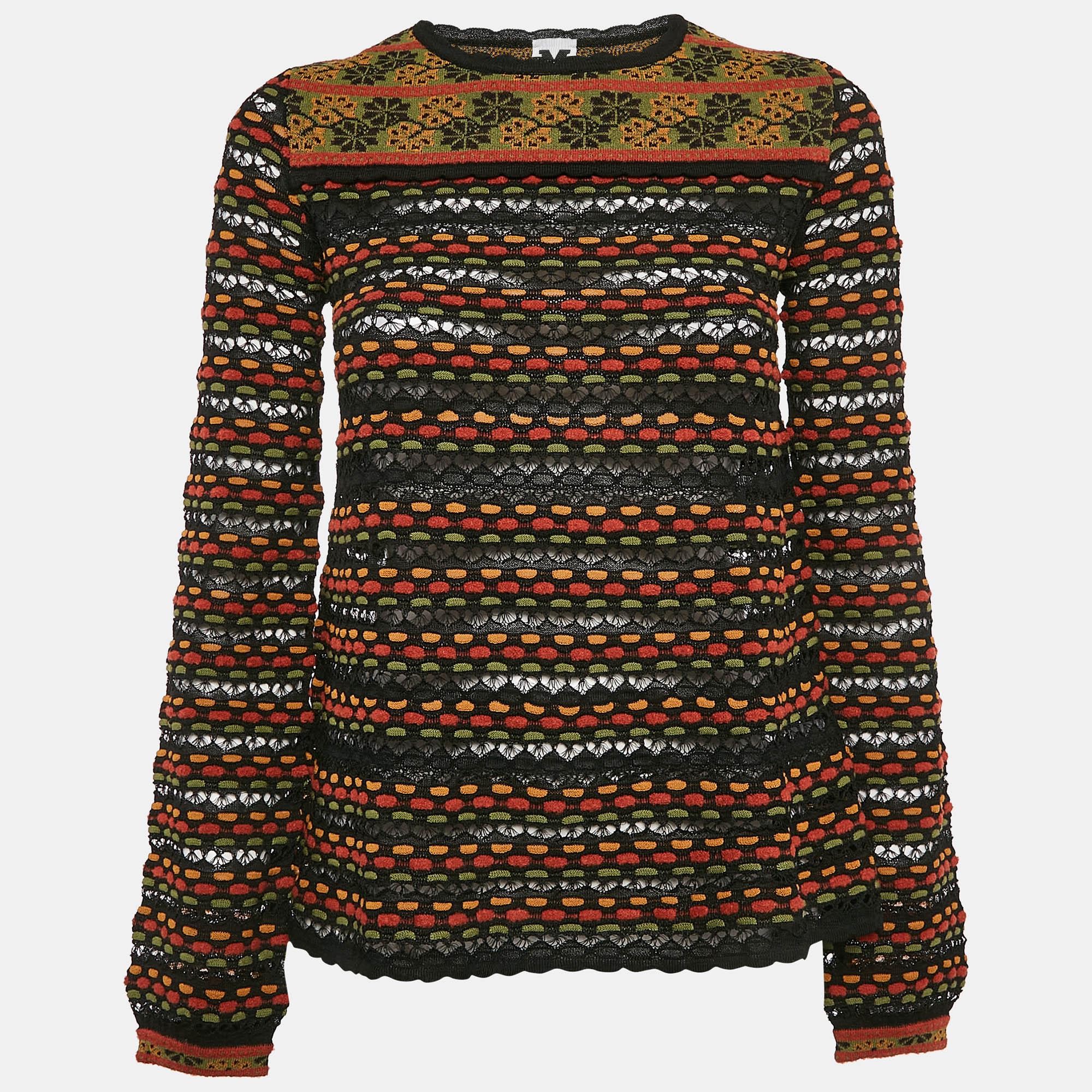 

M Missoni Multicolor Pointelle Knit Top S