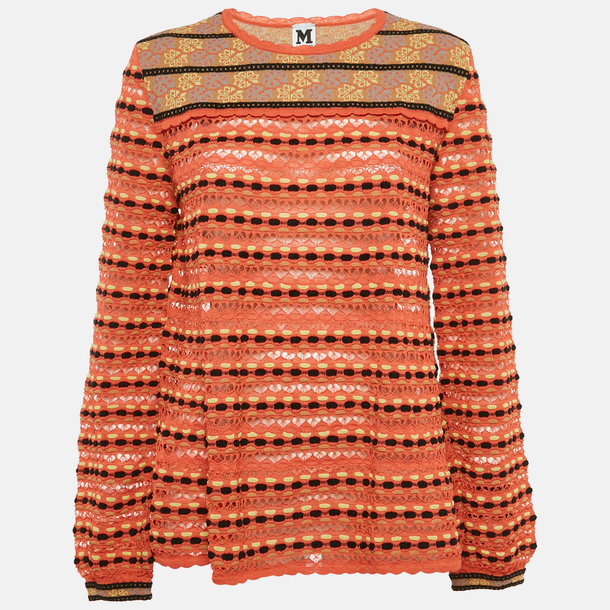 

M Missoni Multicolor Patterned Knit Long Sleeve Top L