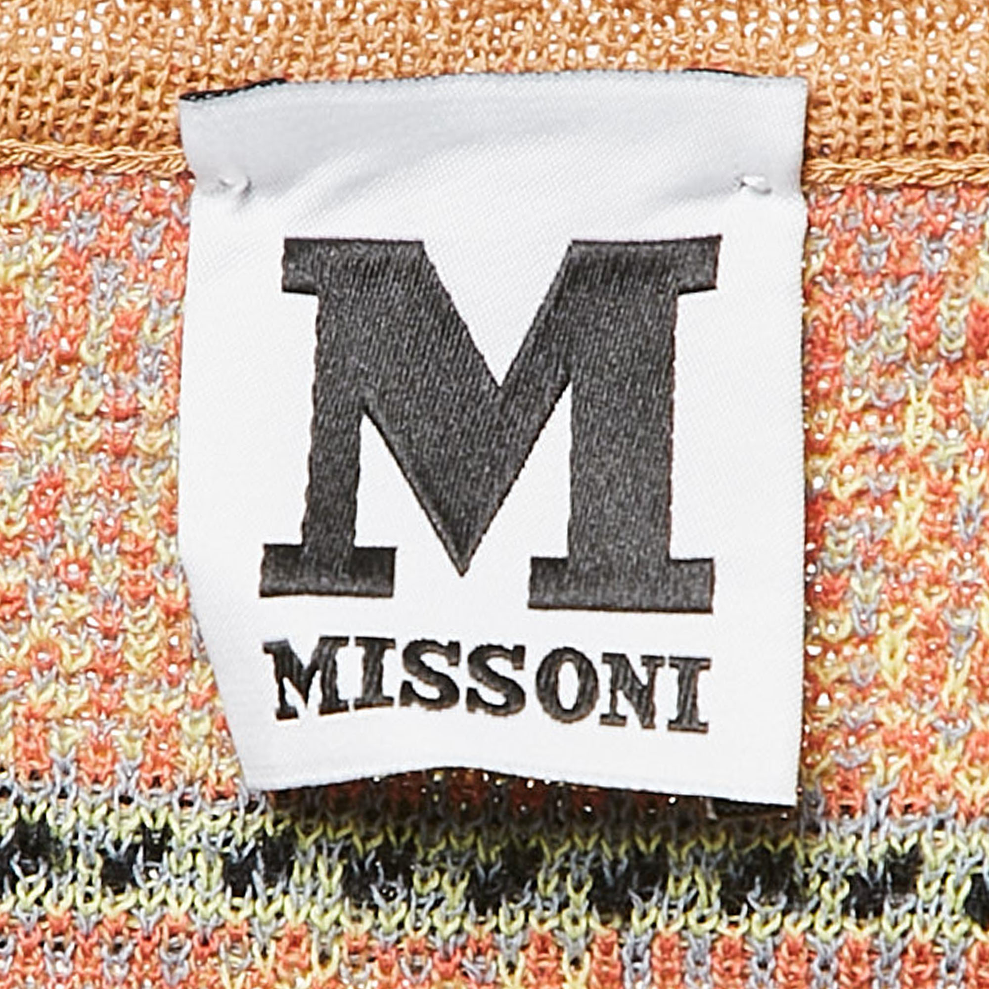 M Missoni Beige/Multicolor Patterned Knit Long Sleeve Top L 