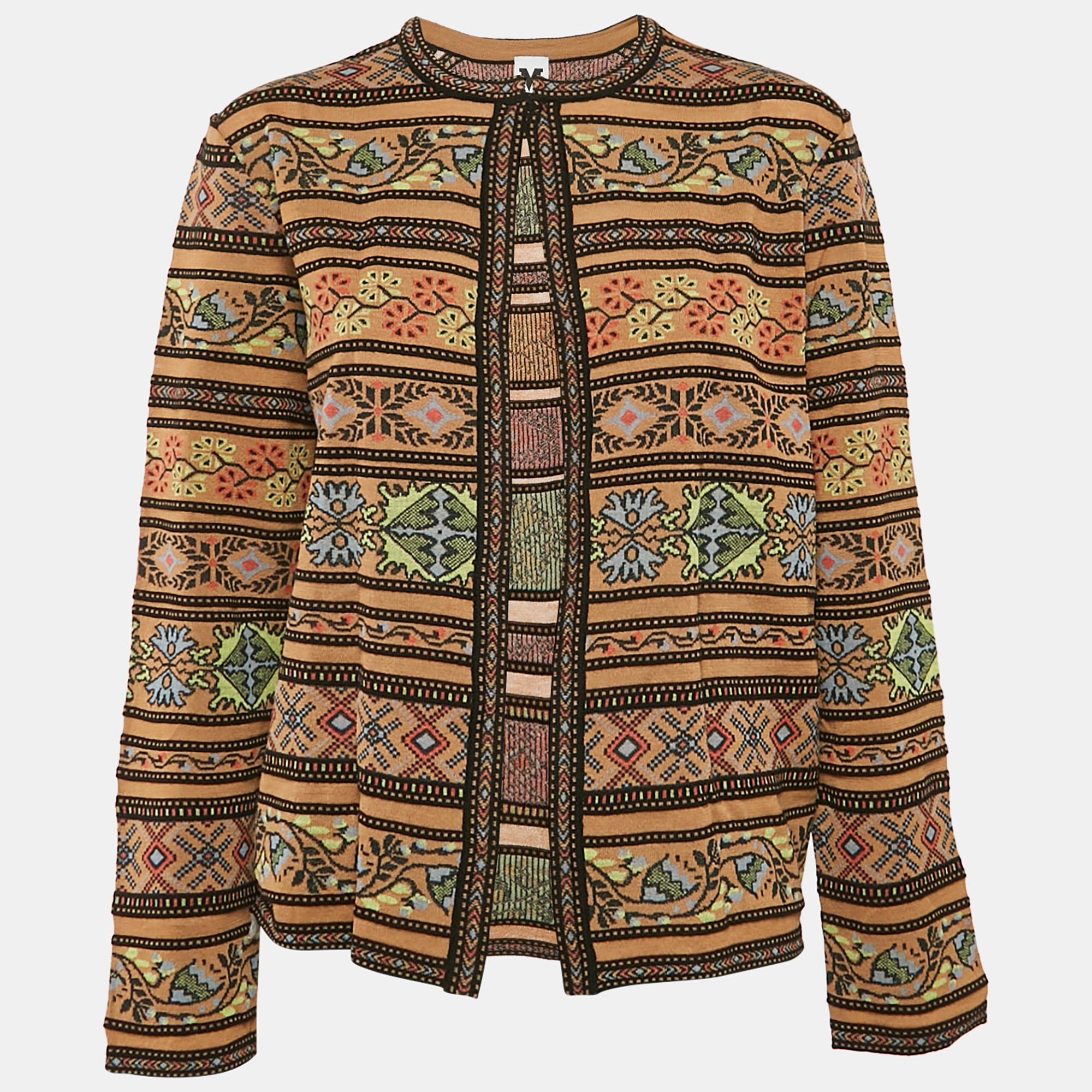 

M Missoni Multicolor/Brown Wool Blend Full Sleeve Cardigan L