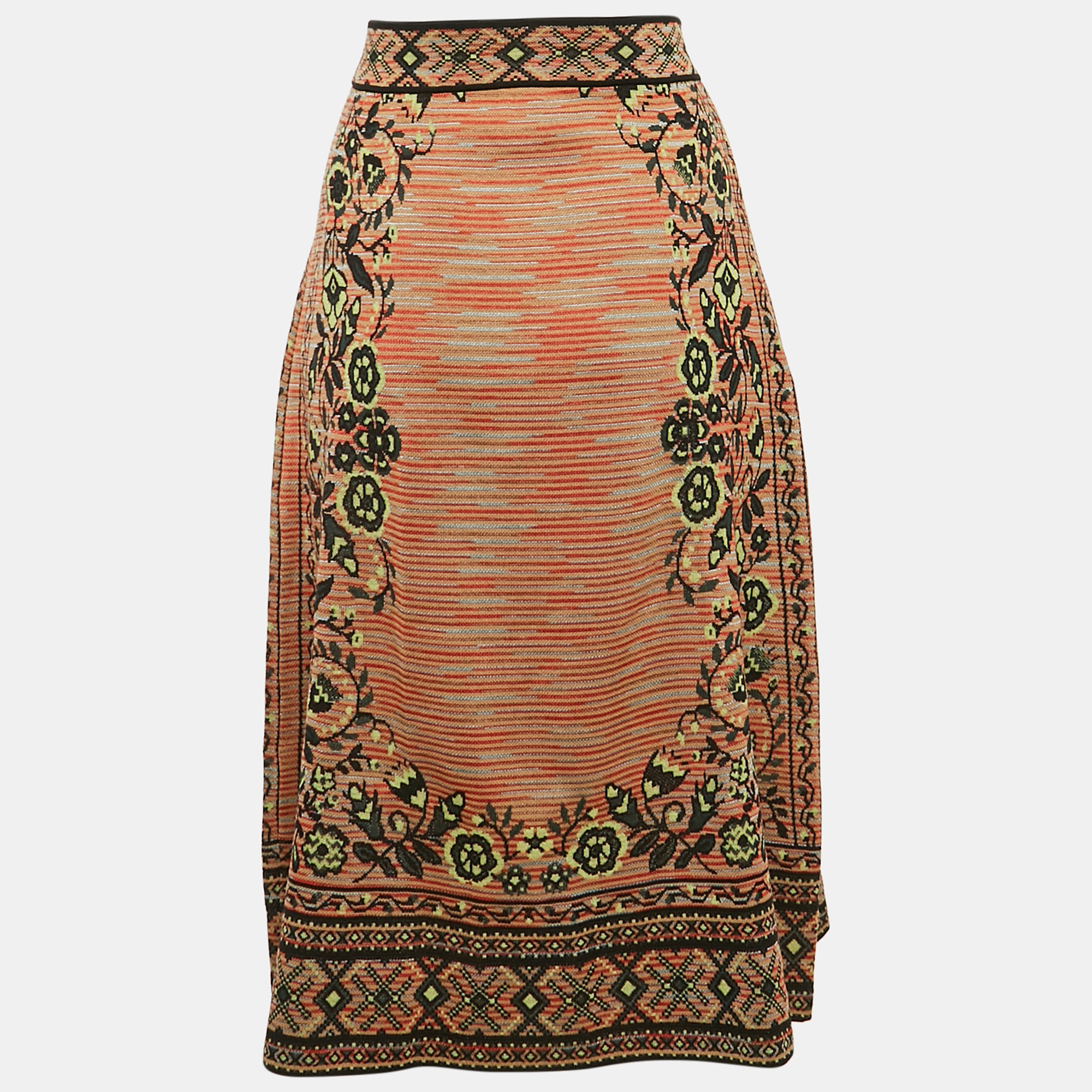 M Missoni Multicolor Patterned Knit Wool Blend Midi Skirt S 