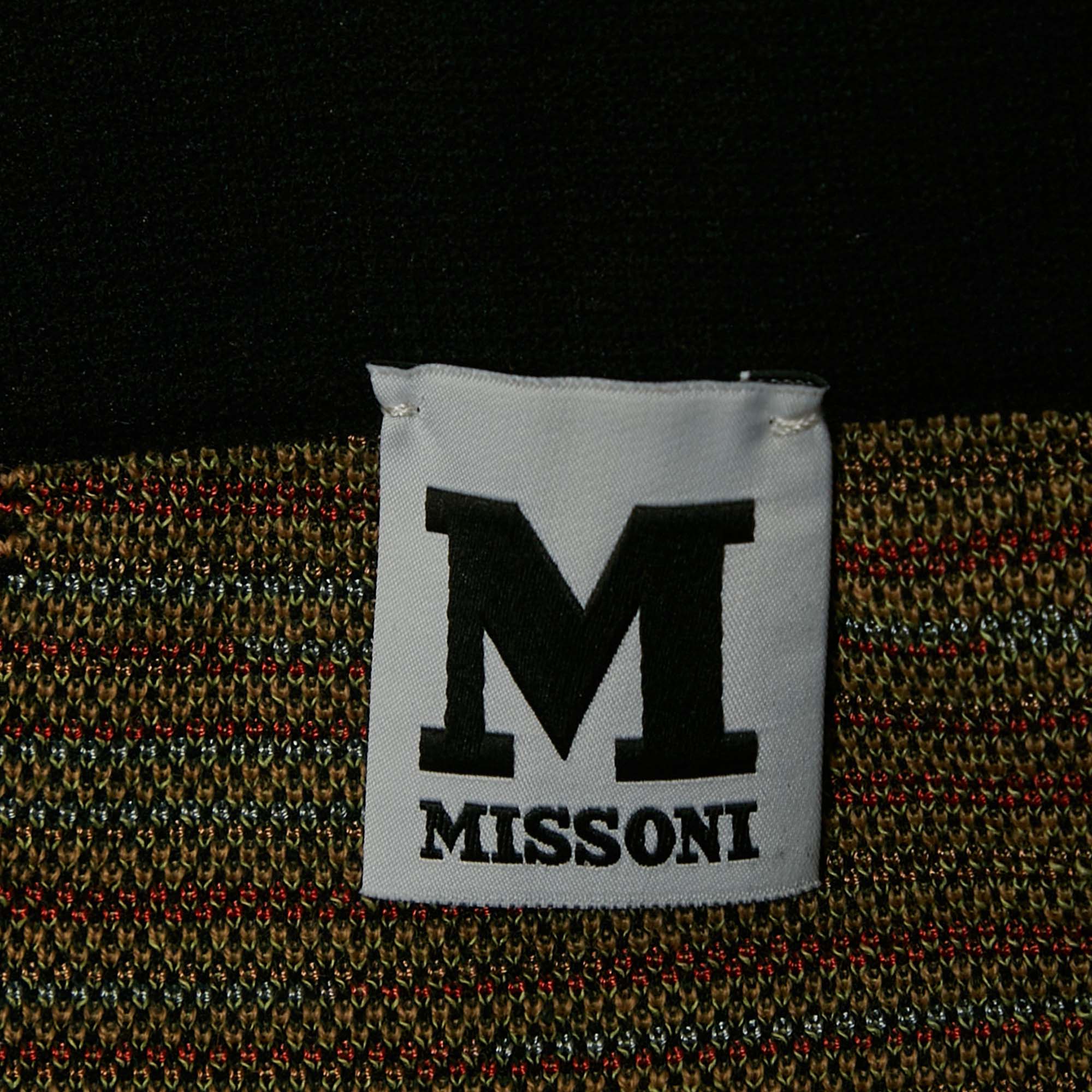 M Missoni Multicolor Patterned Knit Wool Blend Midi Skirt S 