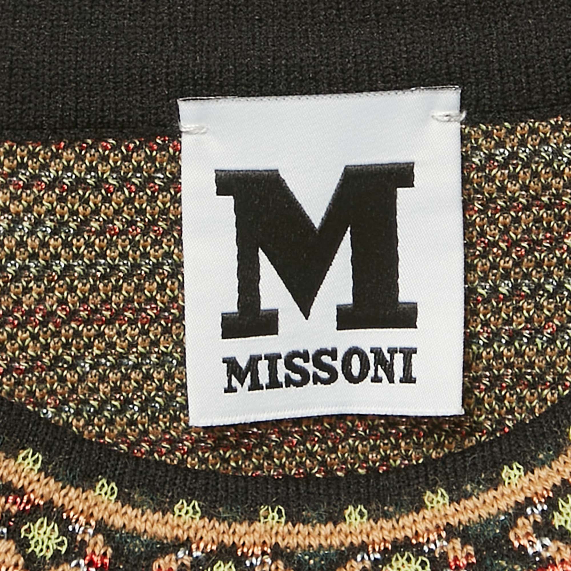 M Missoni Multicolor Wool Blend Patterned Knit Top and Midi Skirt Set M/S 