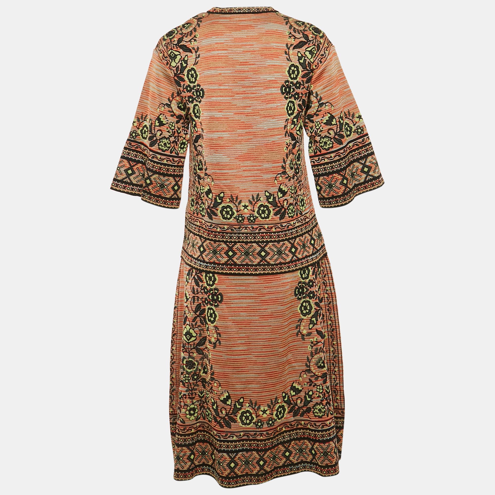 M Missoni Multicolor Wool Blend Patterned Knit Top and Midi Skirt Set M/S 
