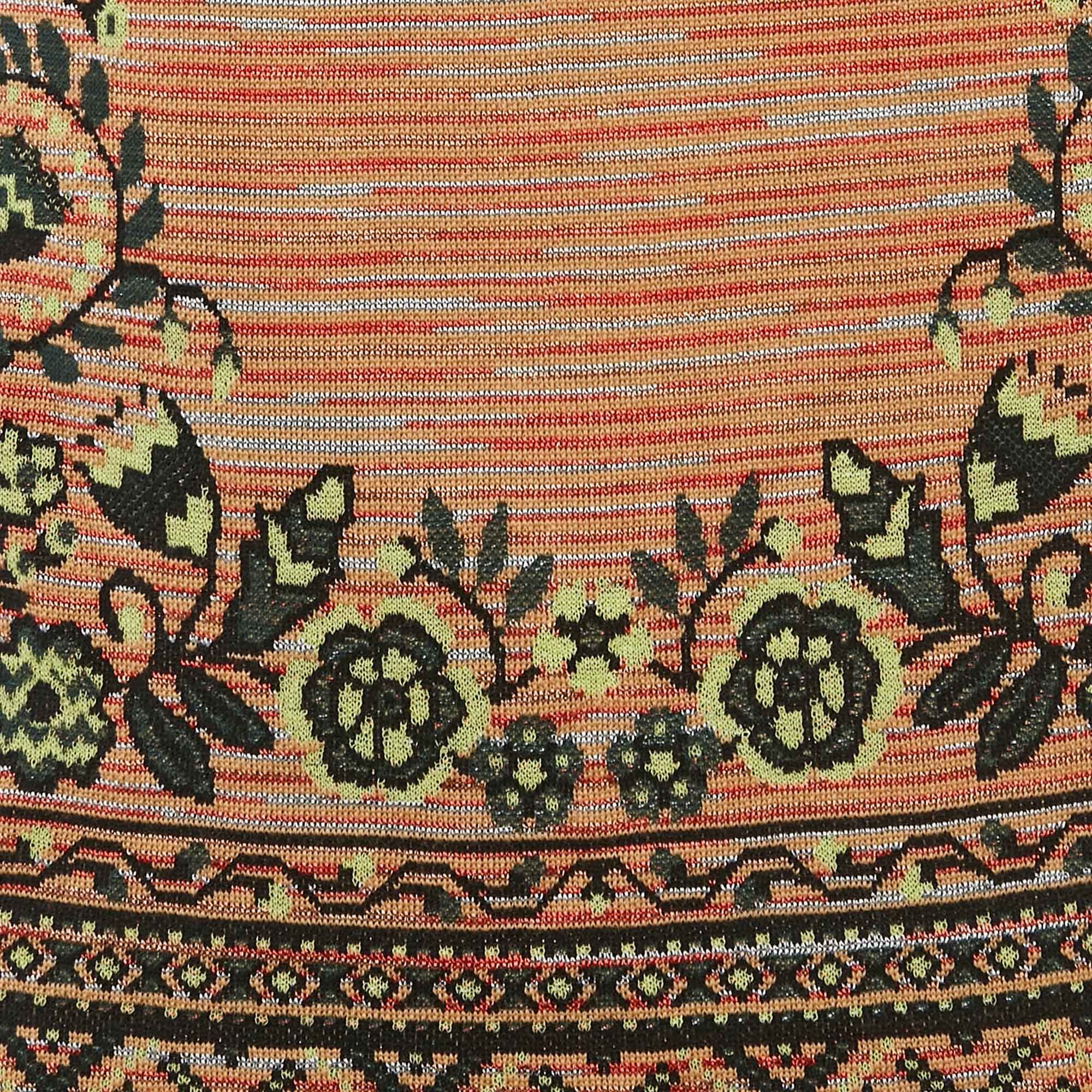 M Missoni Multicolor Wool Blend Patterned Knit Top and Midi Skirt Set M/S 