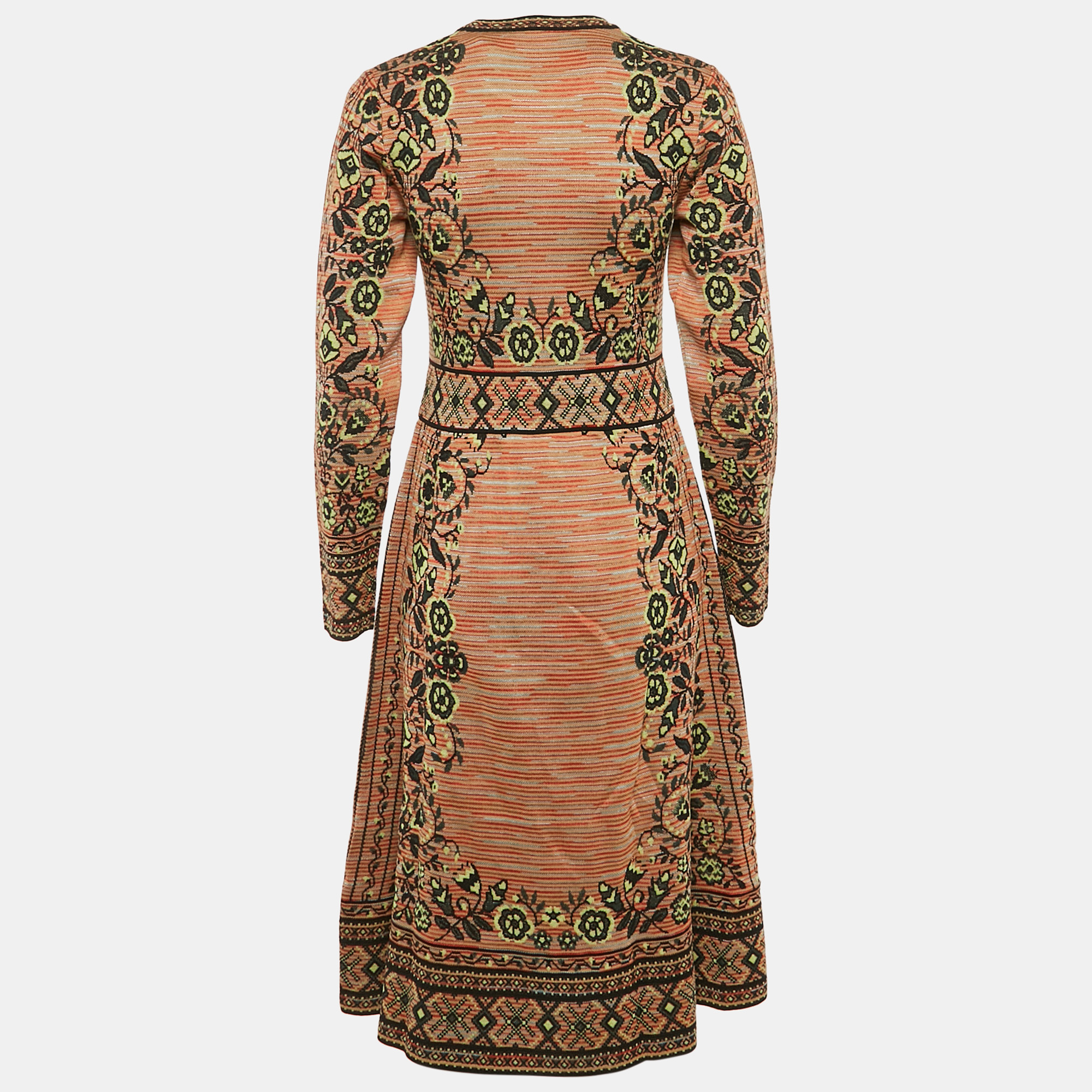 M Missoni Multicolor Patterned Knit Long Sleeve Midi Dress S 