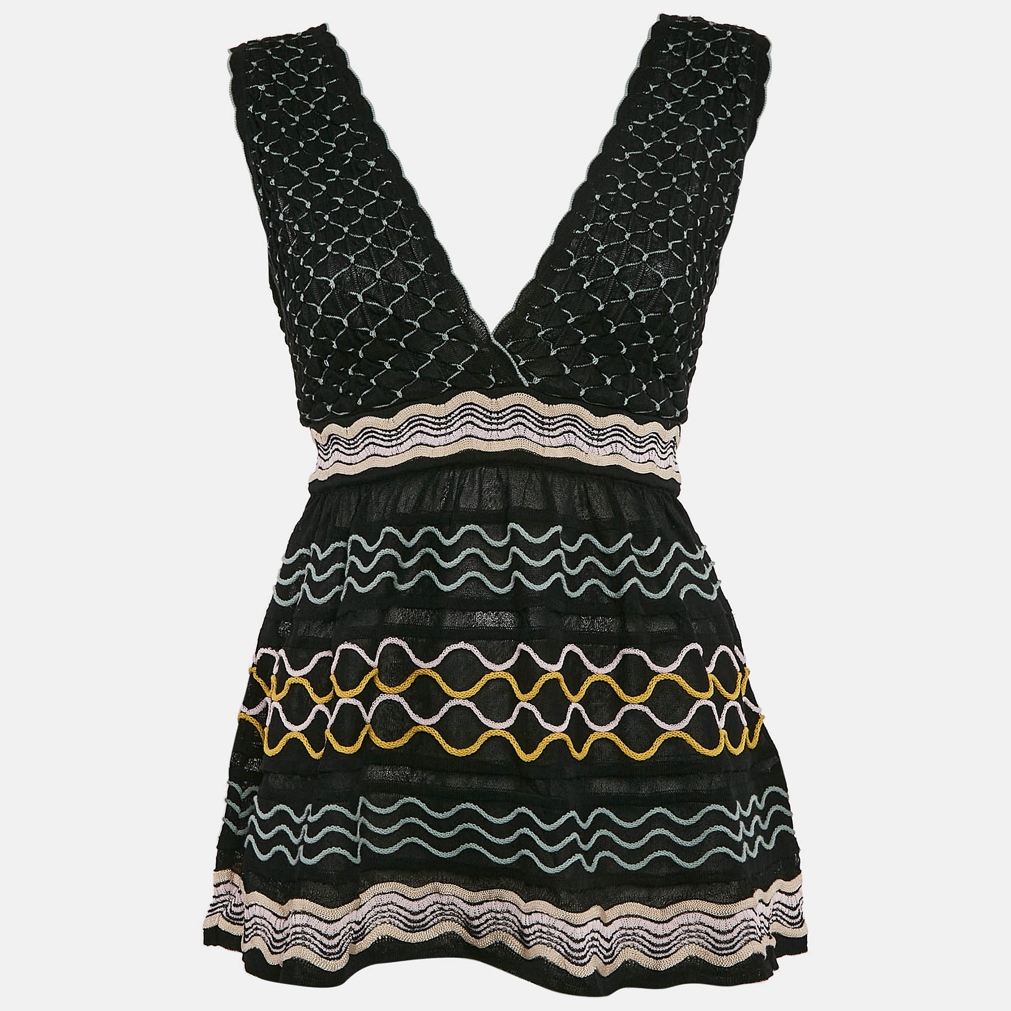 

M Missoni Black Patterned Knit Sleeveless Top S