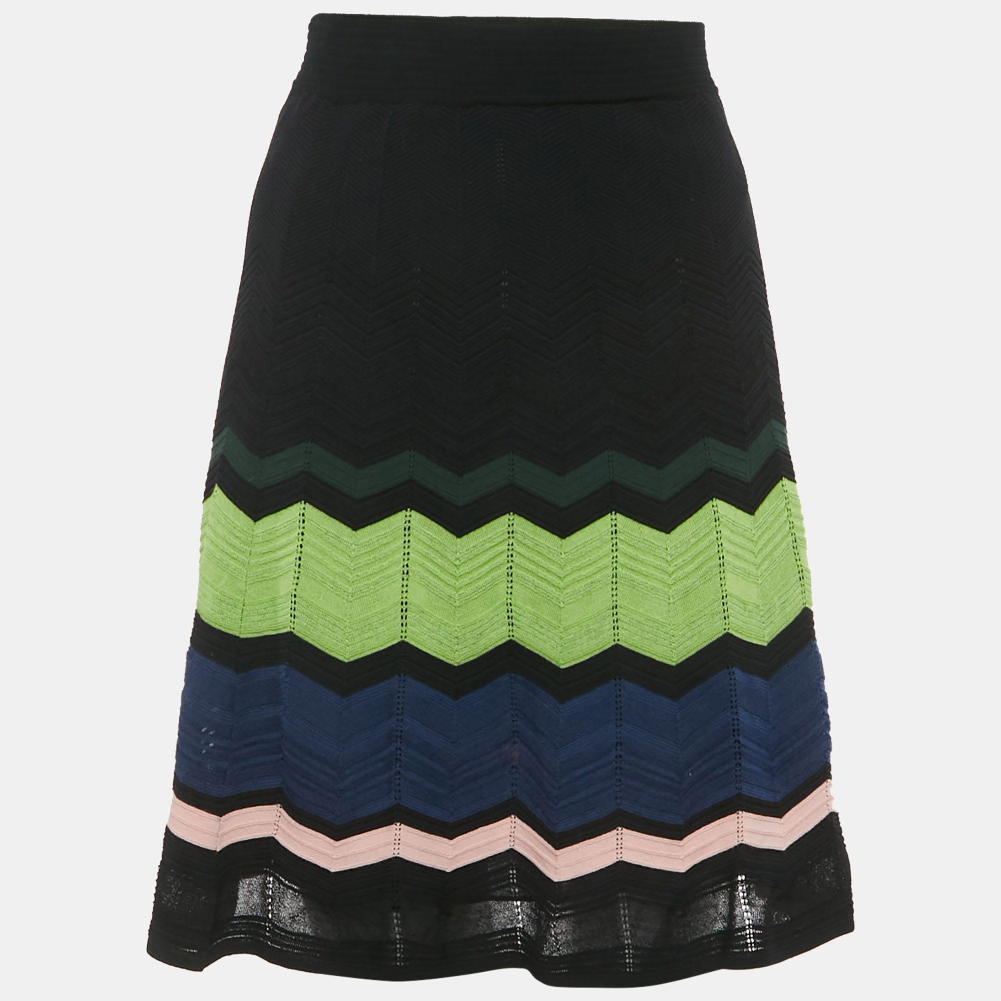 Pre-owned M Missoni Black Patterned Knit Skirt S