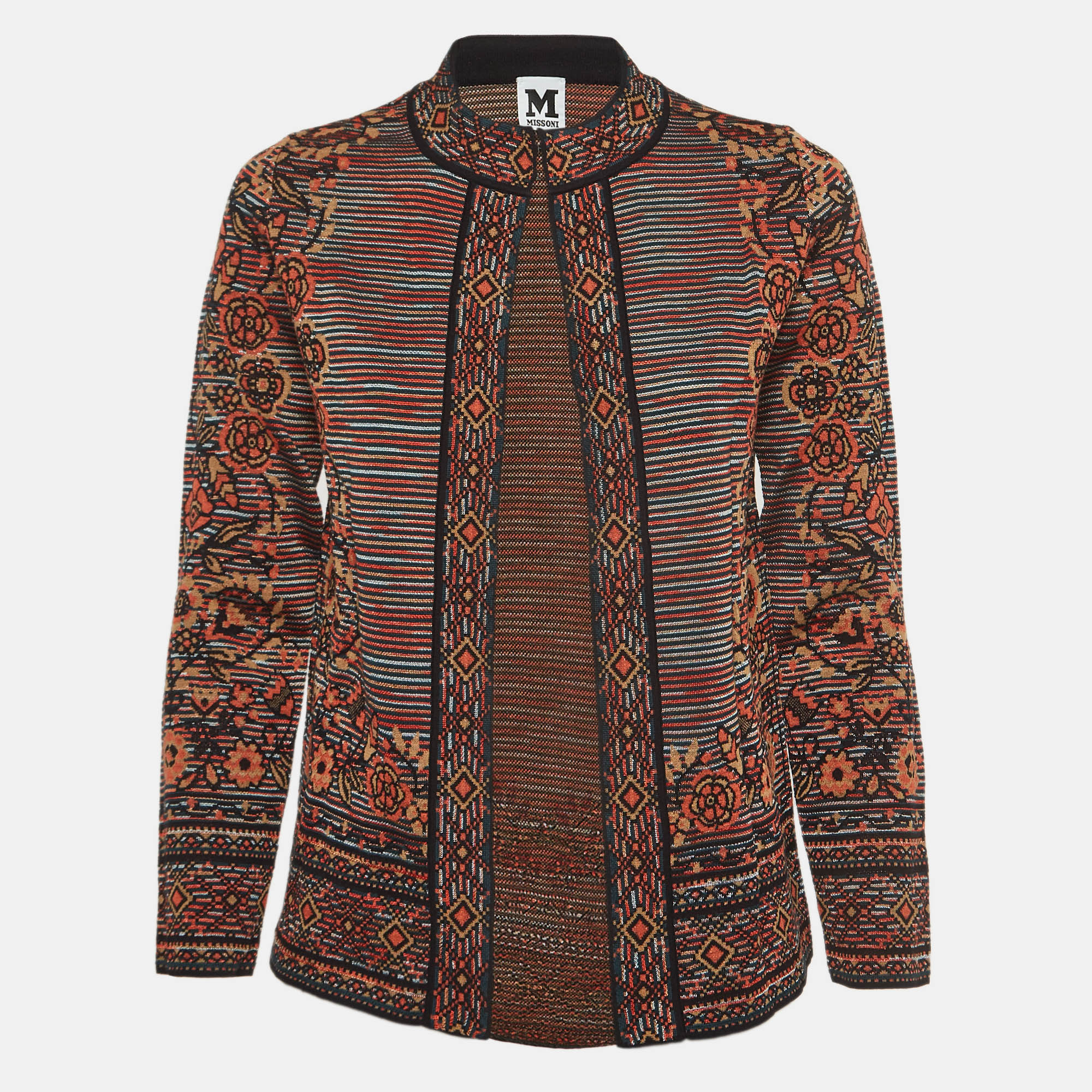 

M Missoni Multicolor Patterned Knit Cardigan M