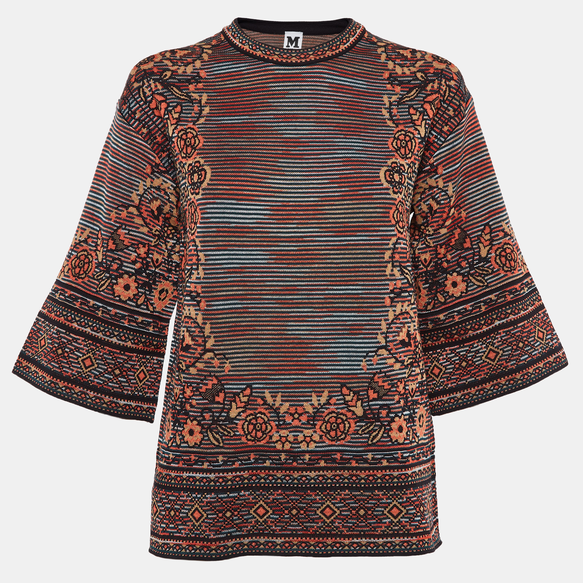 Pre-owned M Missoni Multicolor Patterned Knit Top M