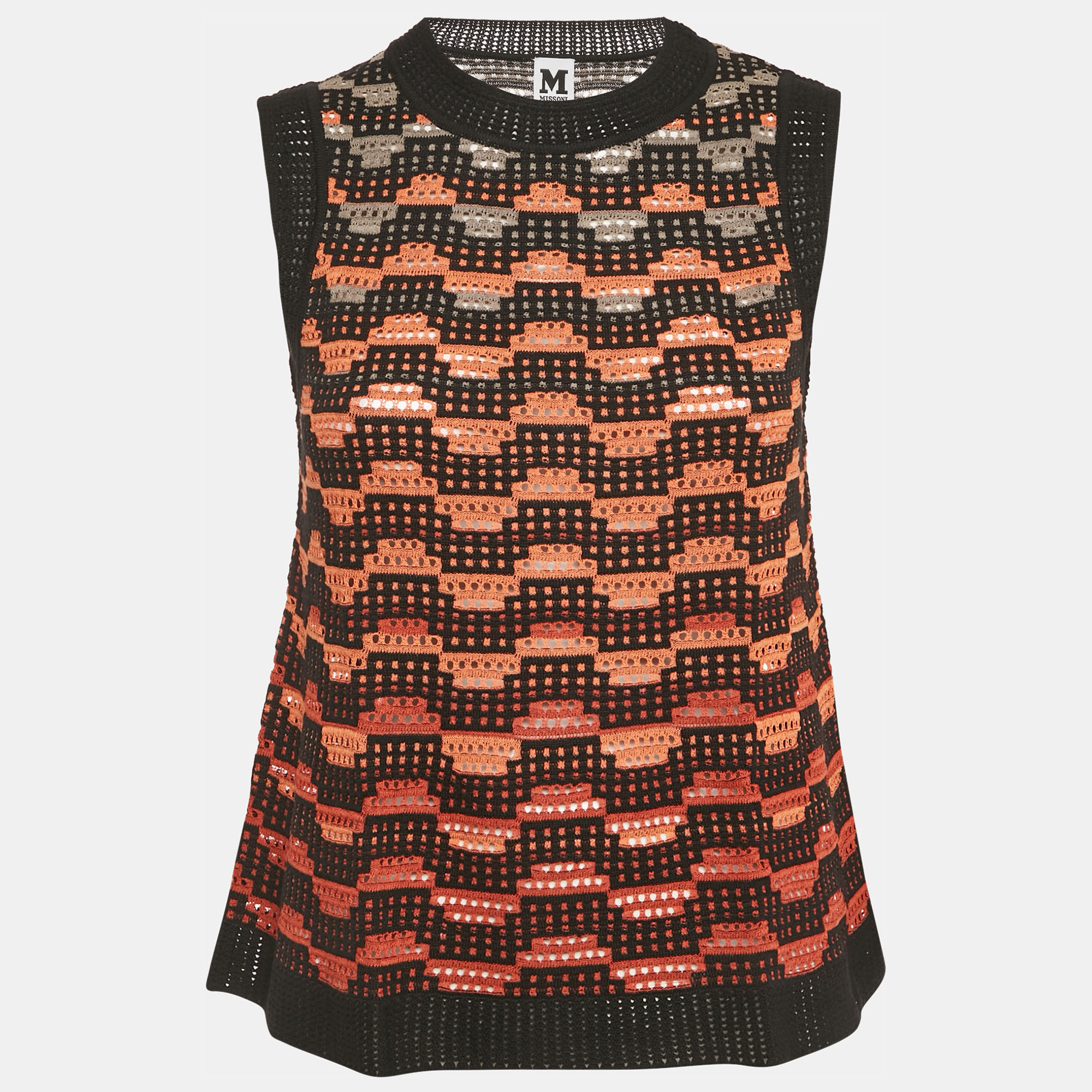 Pre-owned M Missoni Black/orange Knit Sleeveless Top M