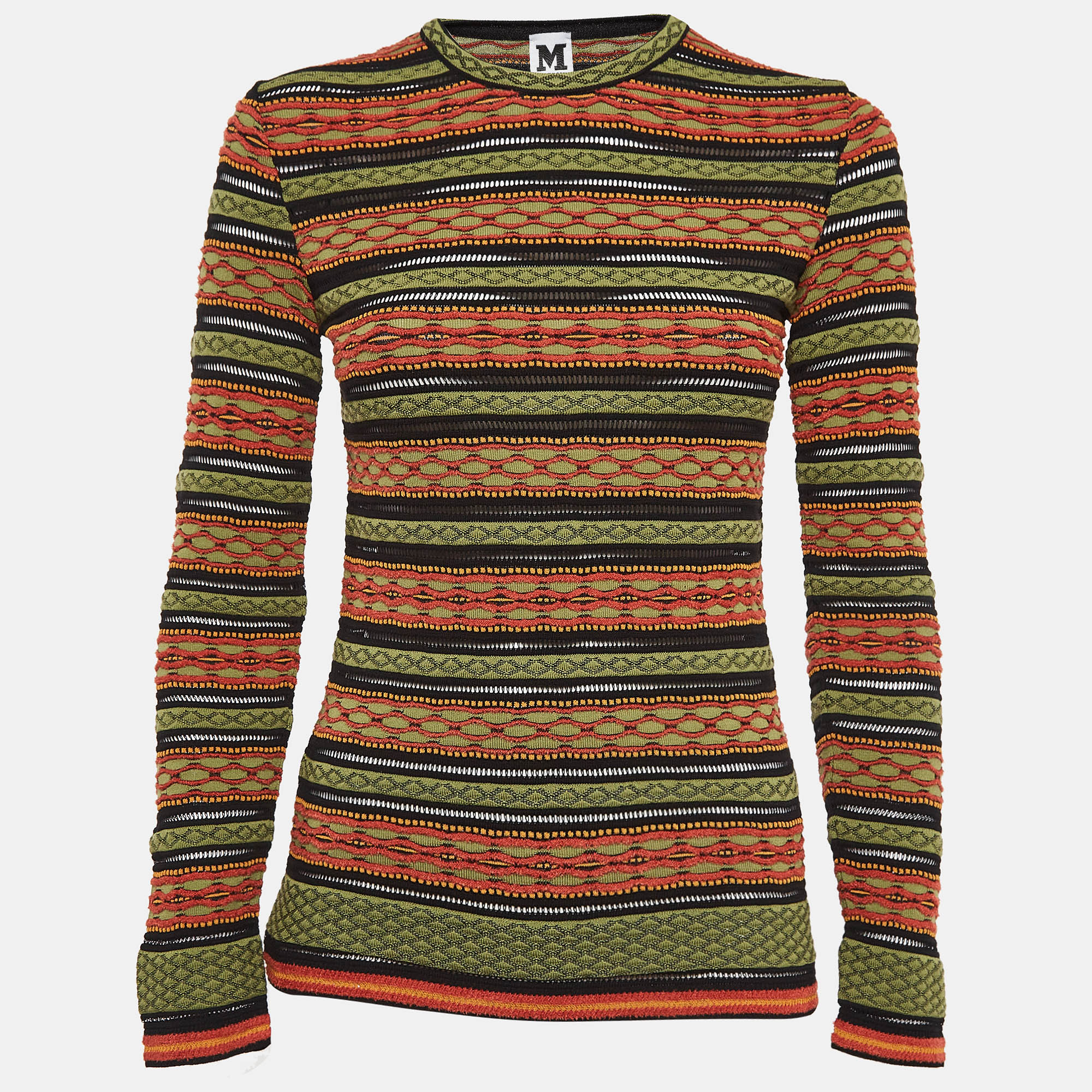 

M Missoni Green Patterned Knit Full Sleeve Top M