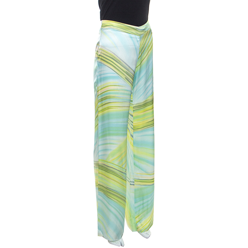

Missoni Multicolor Printed Silk Satin Straight Fit Pants, Green