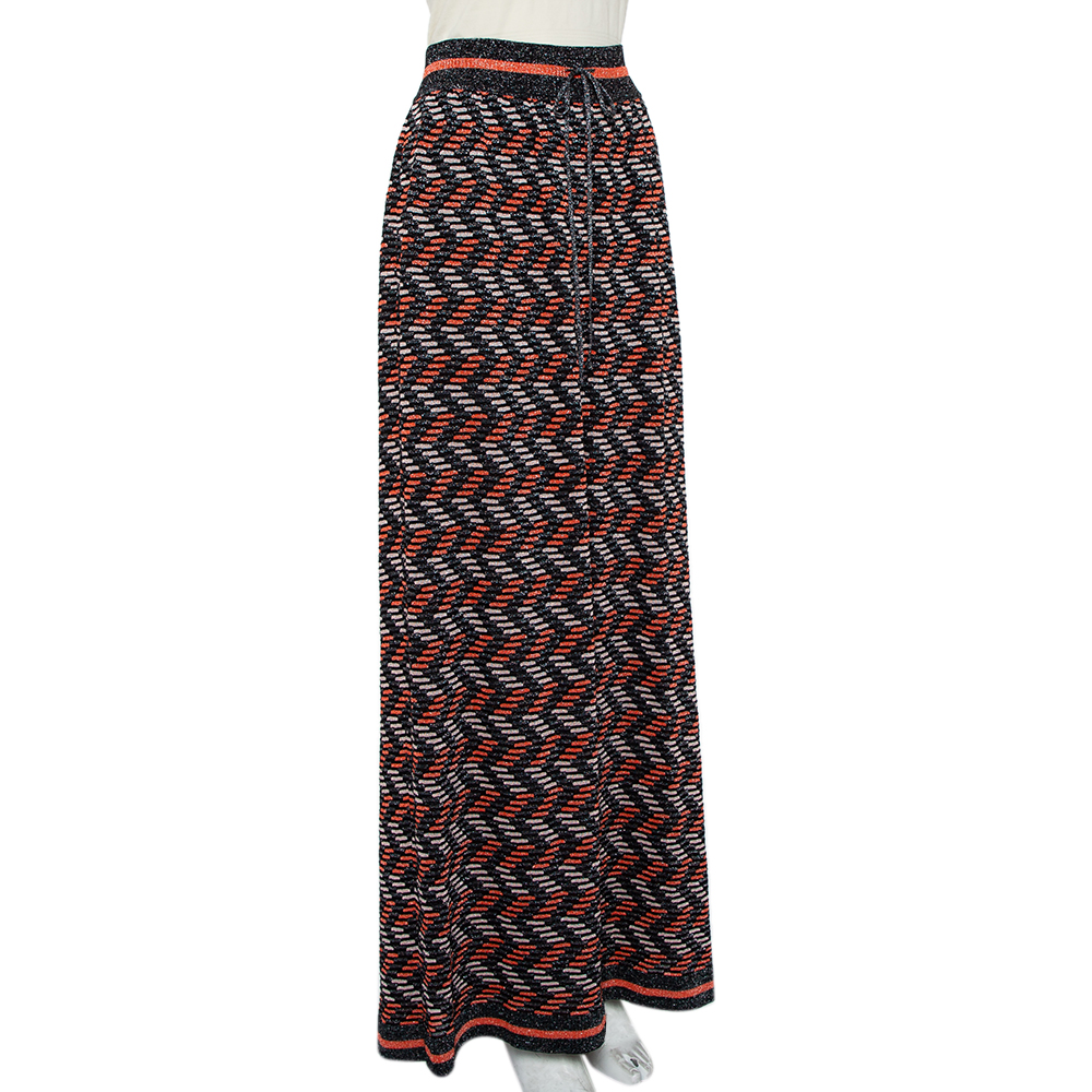 

M Missoni Multicolor Geometric Pattern Lurex Knit Maxi Skirt