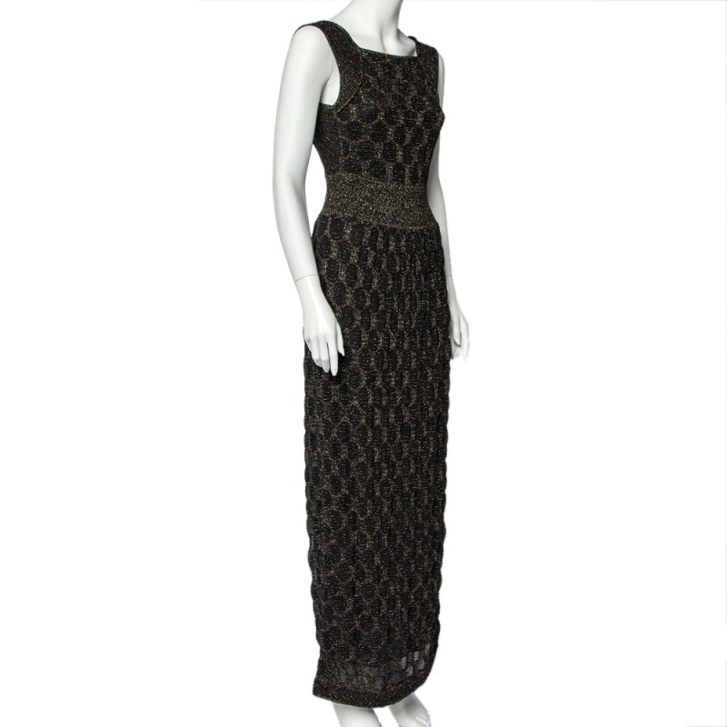 

Missoni Black Lurex Patterned Knit Sleeveless Maxi Dress