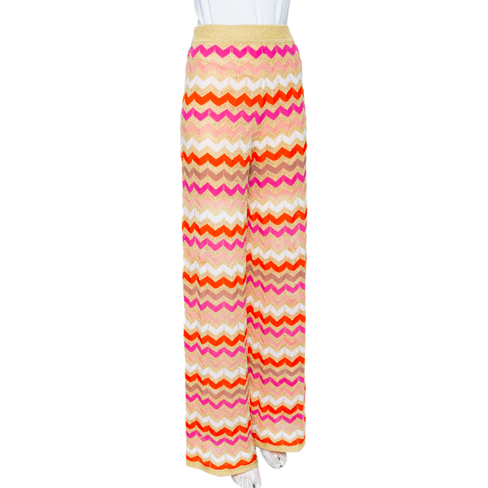 

Missoni Multicolor Lurex Knit Chevron Pattern Elasticized Waist Pants