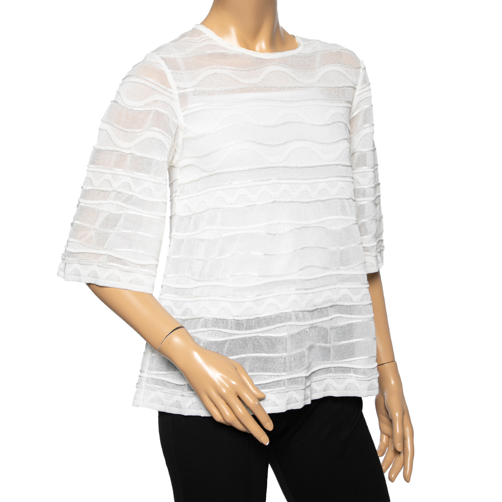 

Missoni White Knit Wave Textured Top