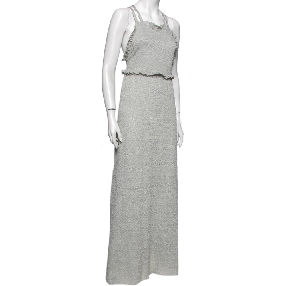 

Missoni Grey Lurex Knit Cross Back Detailed Maxi Dress