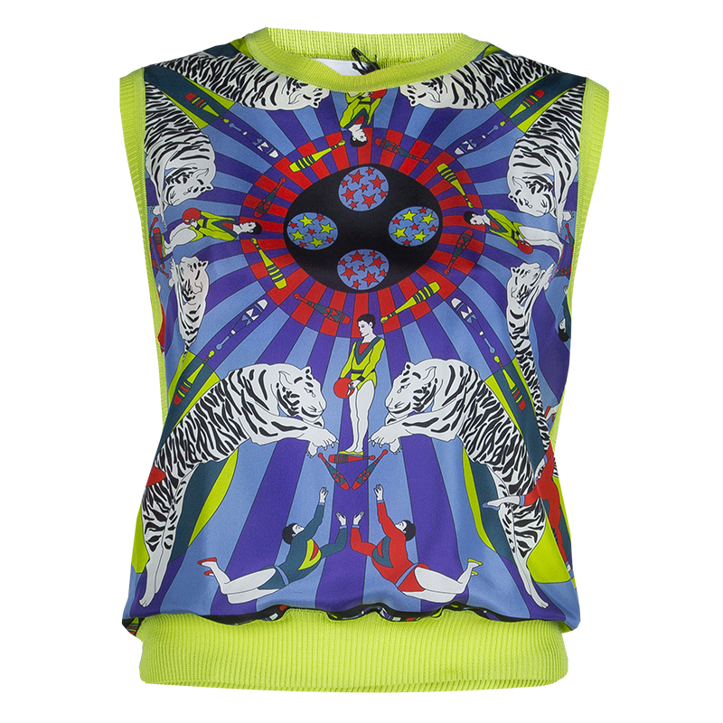 Pre Owned M Missoni Multicolor Tiger Print Sleeveless Knit Top M