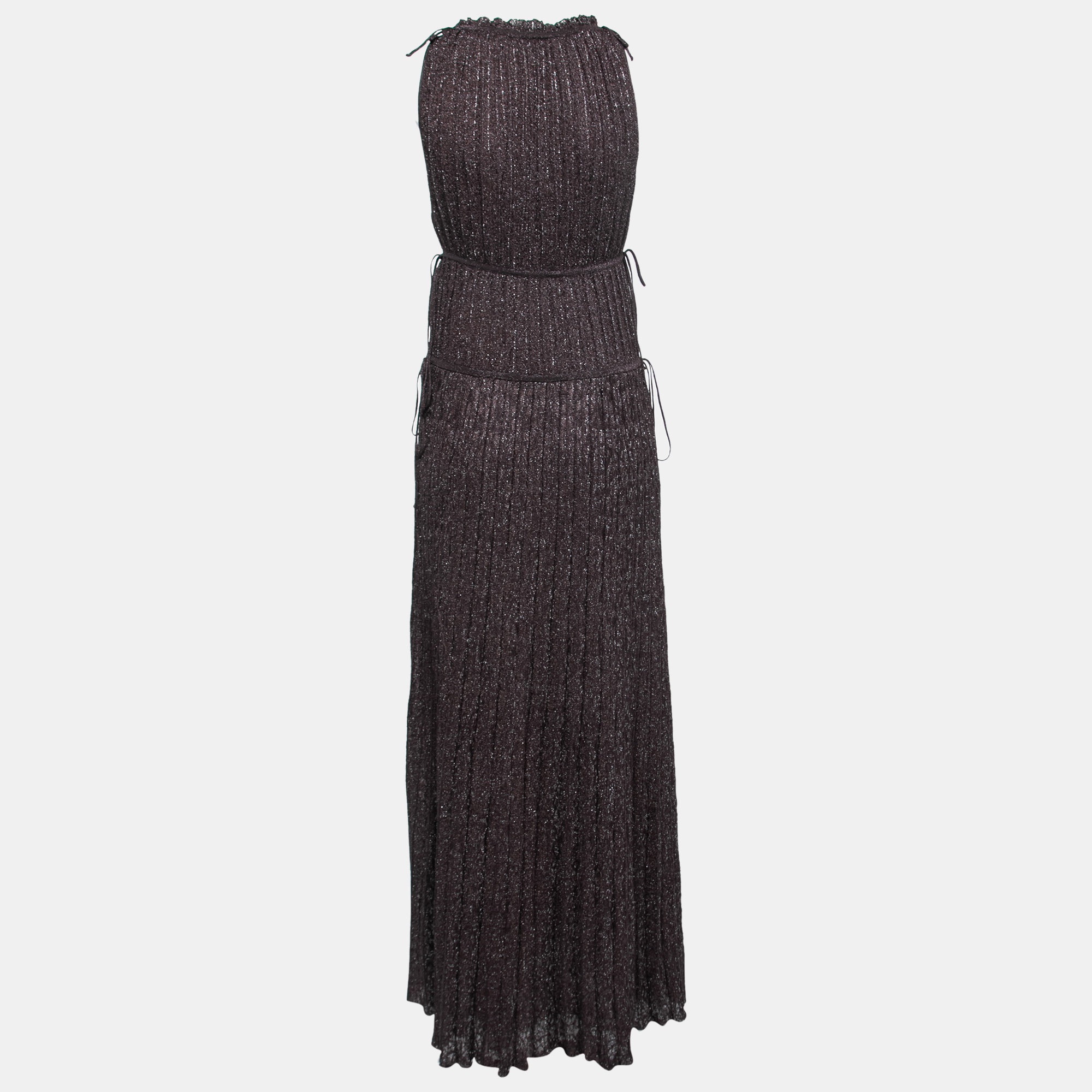 

Missoni Purple Plum Lurex Knit Pleated Maxi Dress