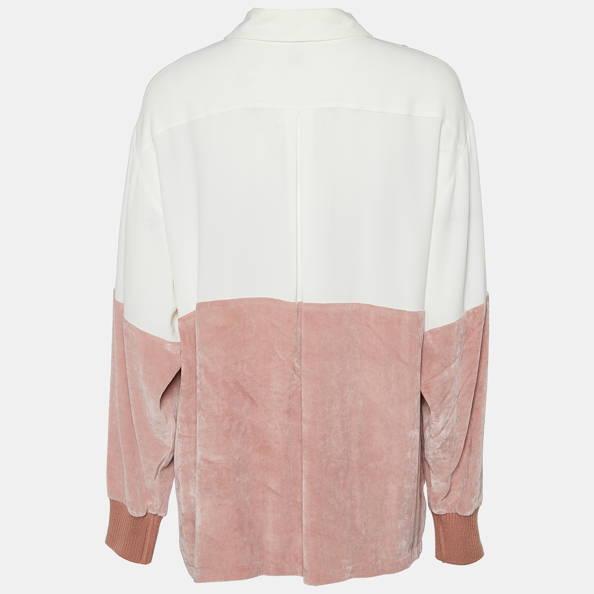 

Missoni Two Tone Silk & Velvet Half Button Shirt, Pink