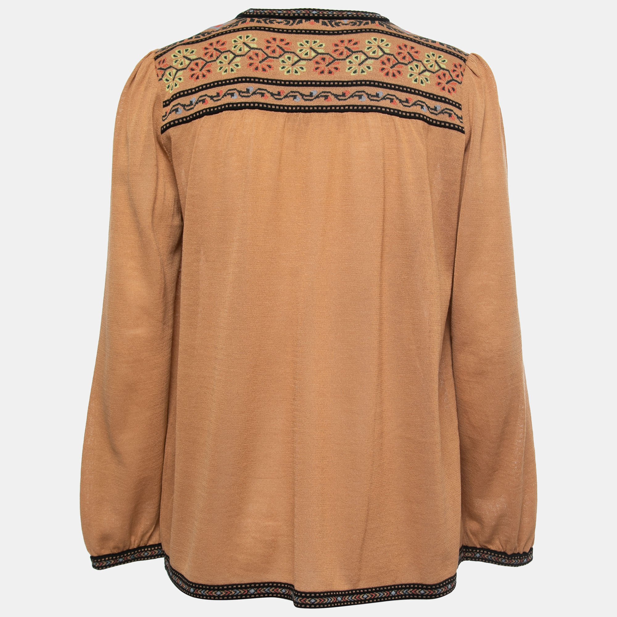 

M Missoni Light Brown Knit Patterned Long Sleeve Top