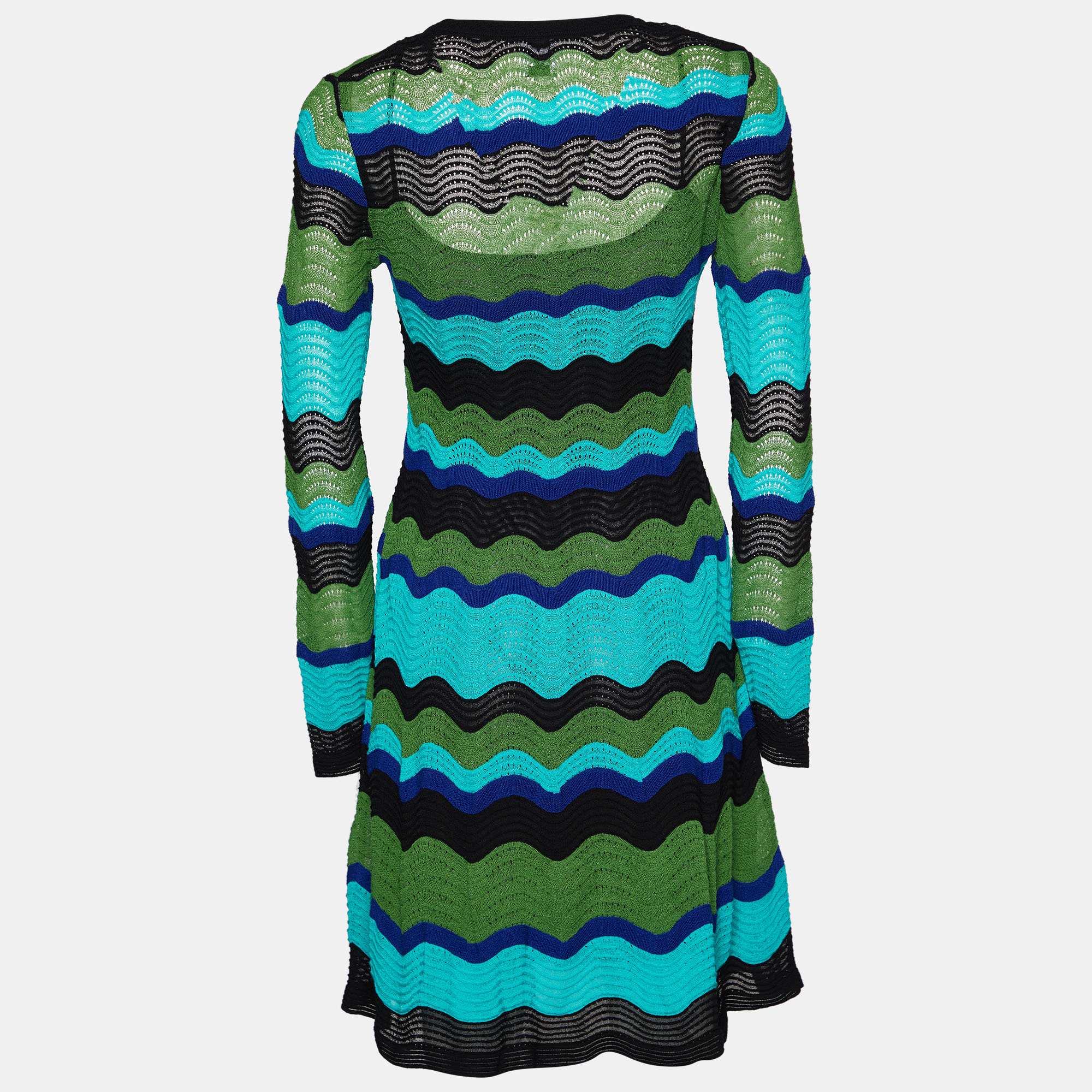 

M Missoni Multicolour Wave Perforated Pattern Knit Midi Dress, Multicolor