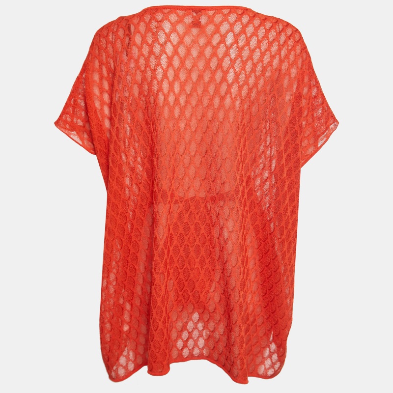 

M Missoni Orange Knit Belted Kaftan Top