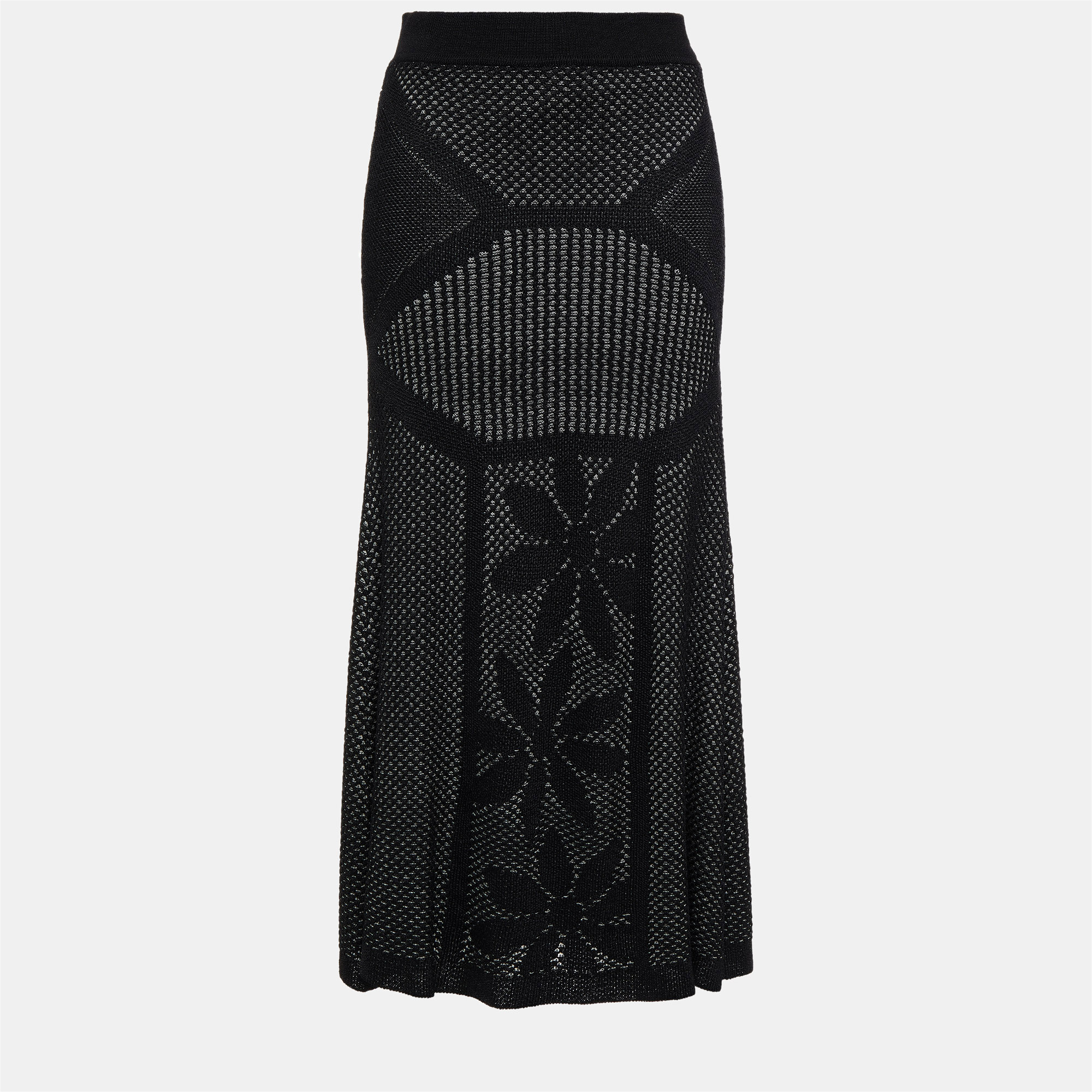 

M Missoni Collection Black Patterned Knit Midi Skirt