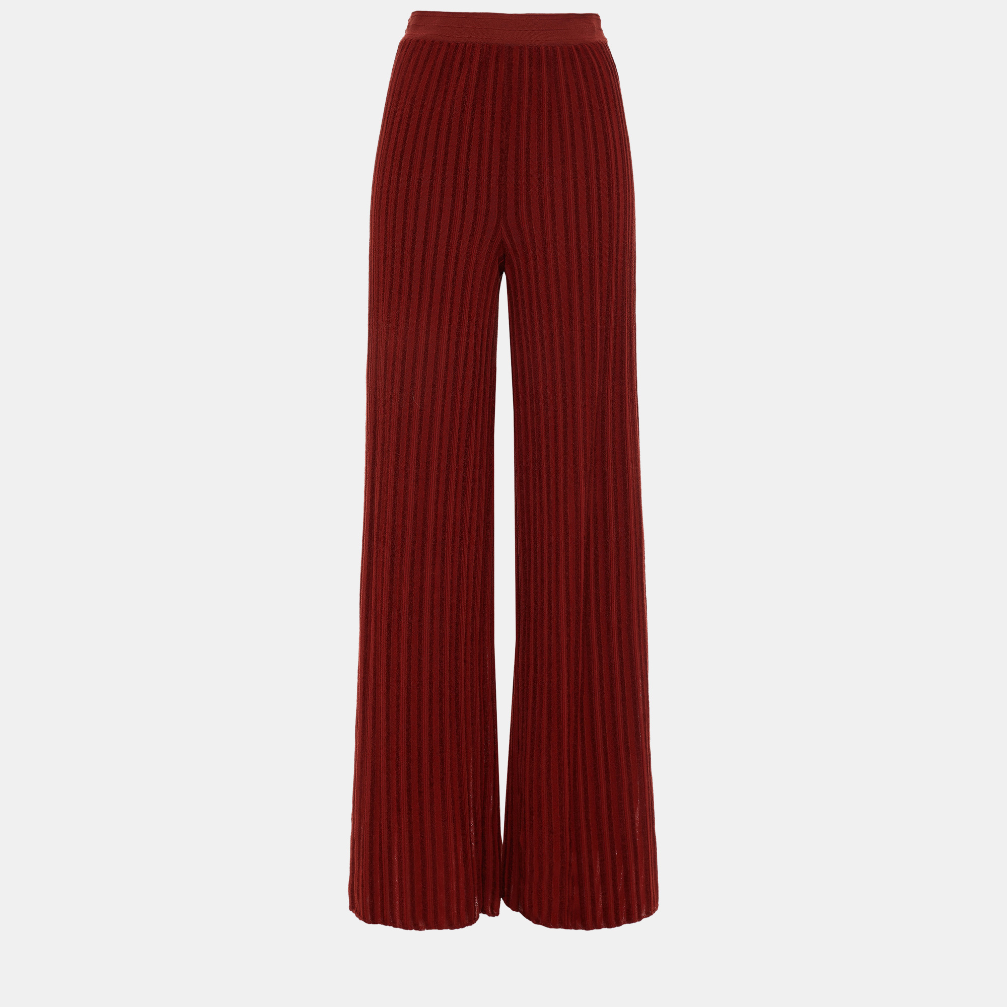 Pre-owned M Missoni Cotton Wide Leg Trousers 40 In Red