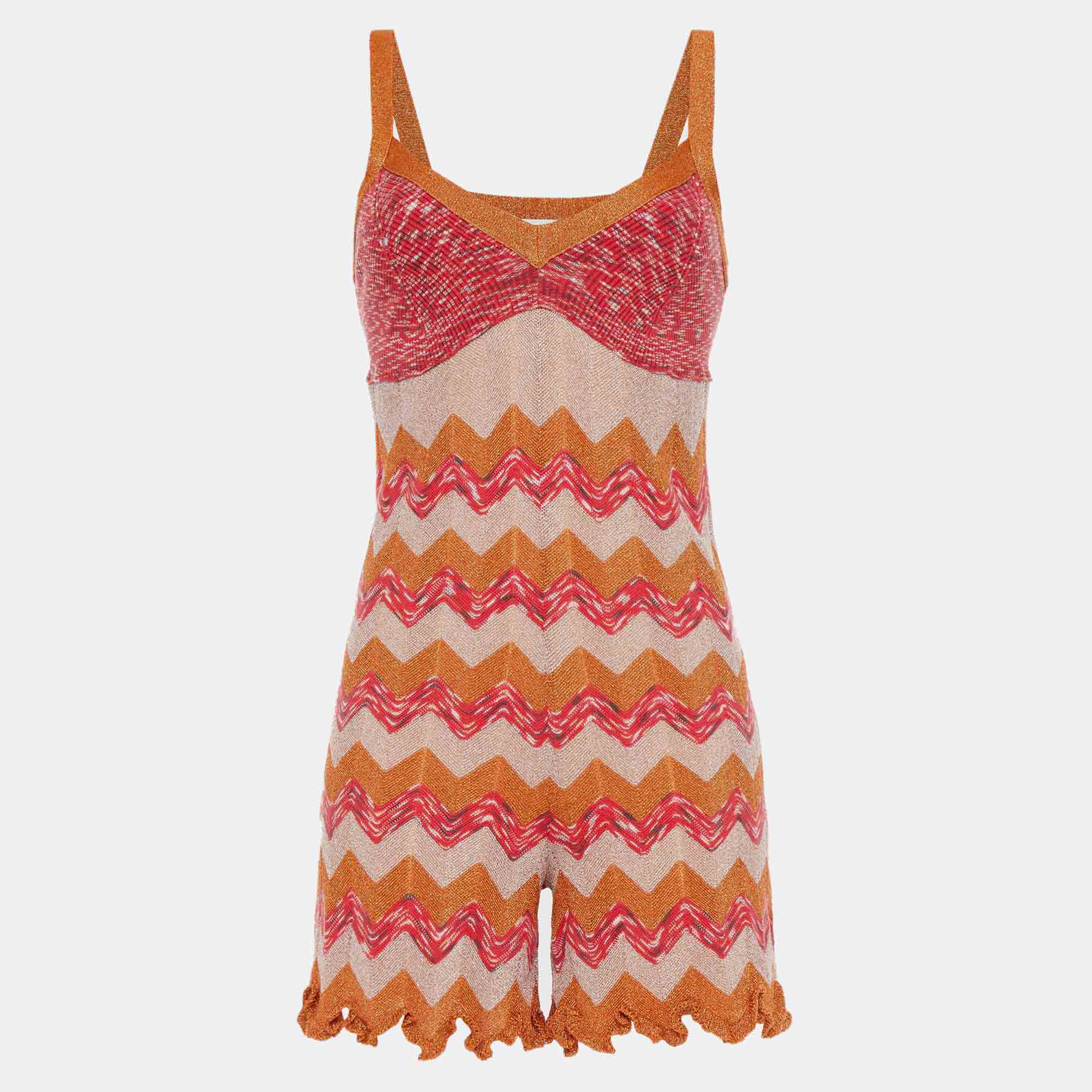 Pre-owned M Missoni Cotton Playsuit 42 In Brown