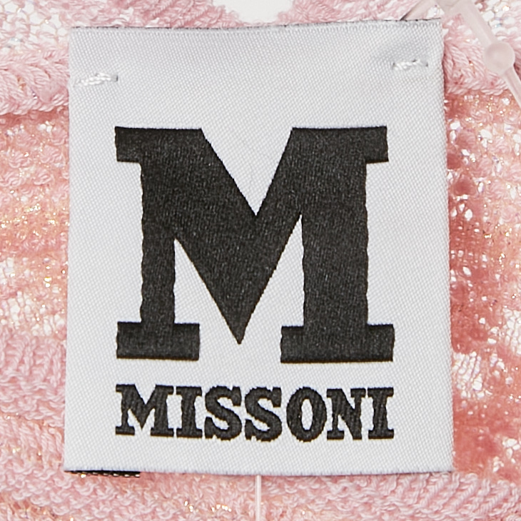 M Missoni Pink Floral Pattern Lurex Knit Cap Sleeve Top M 