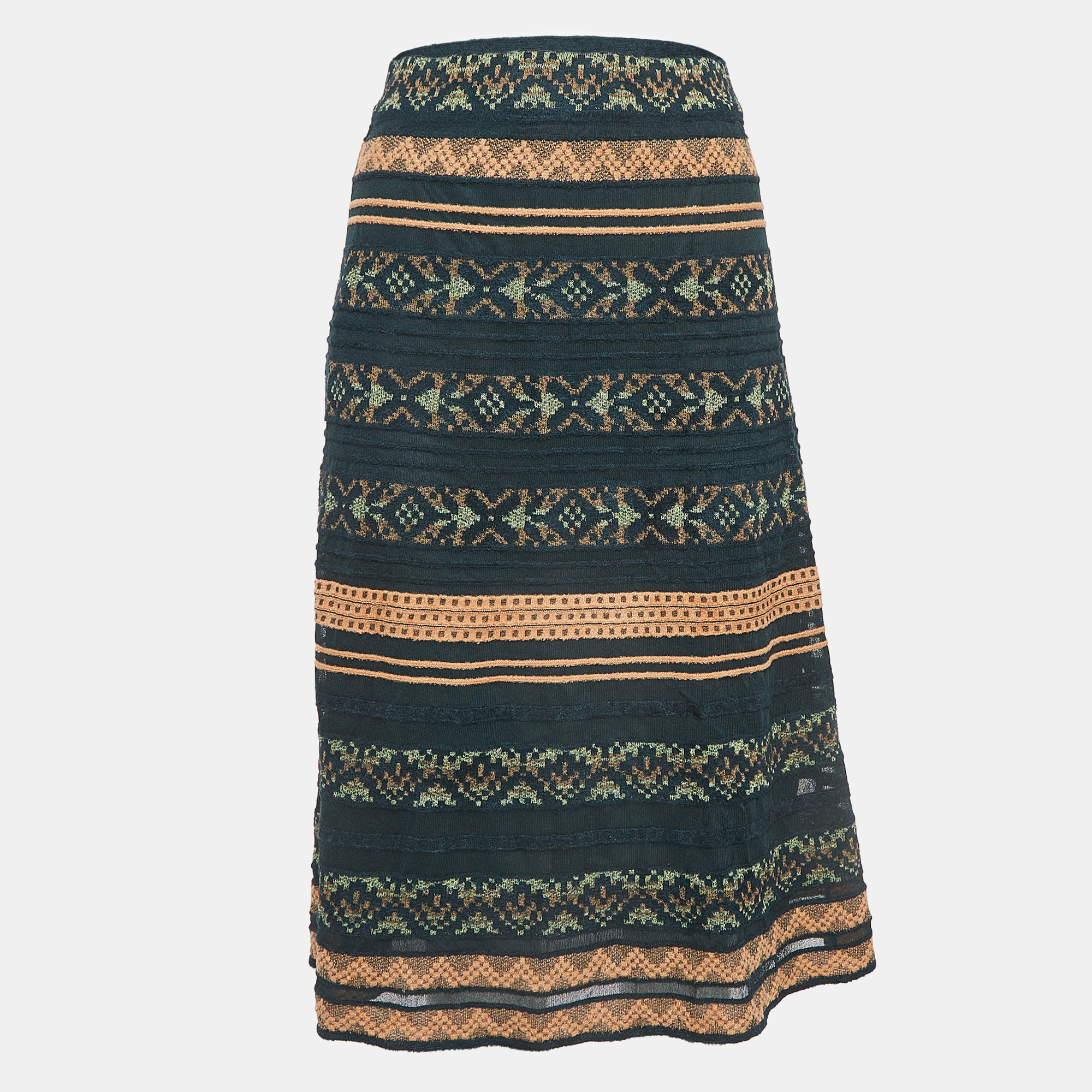 

Missoni Green Stripe Knit Midi Skirt