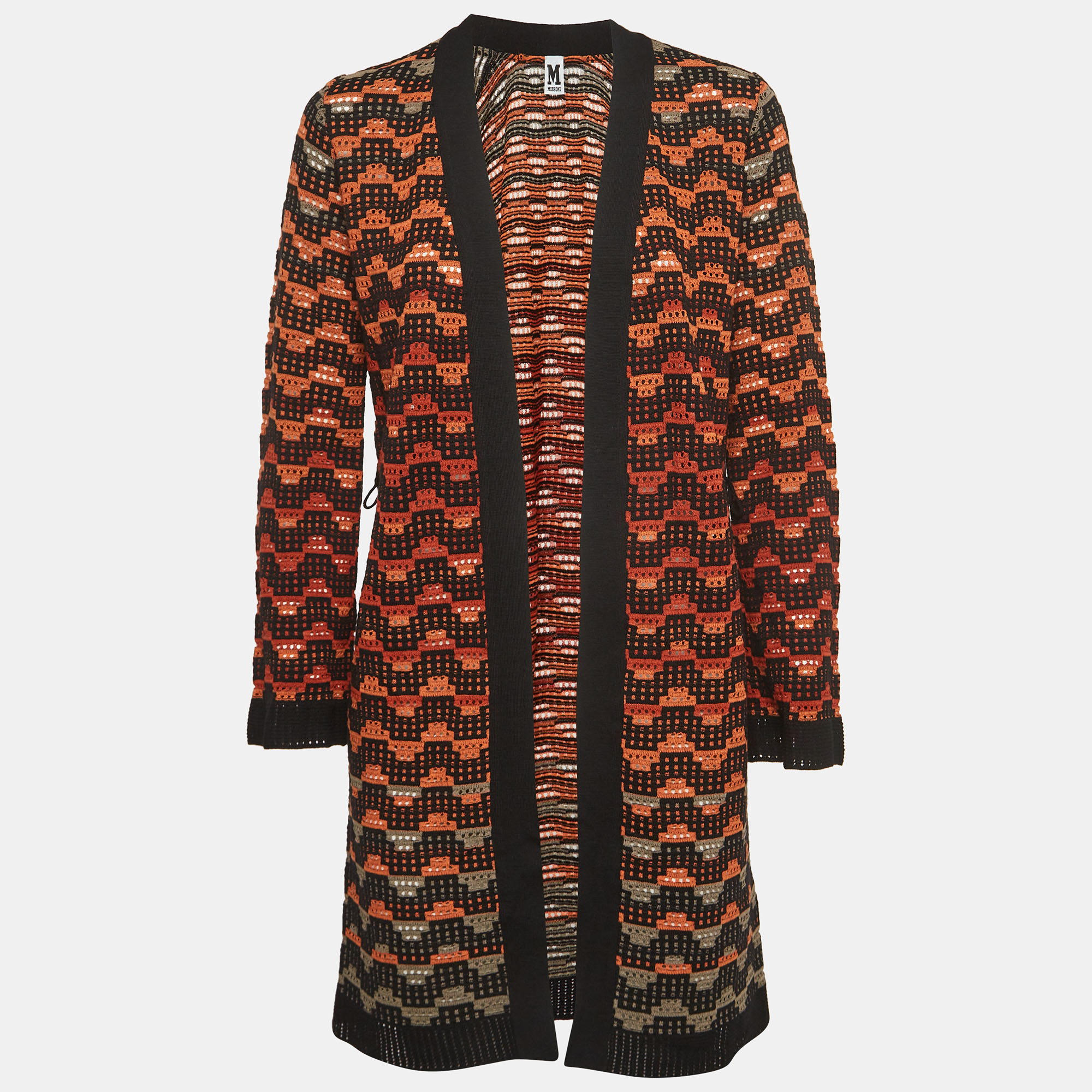 

M Missoni Multicolor Perforated Patterned Knit Cardigan S