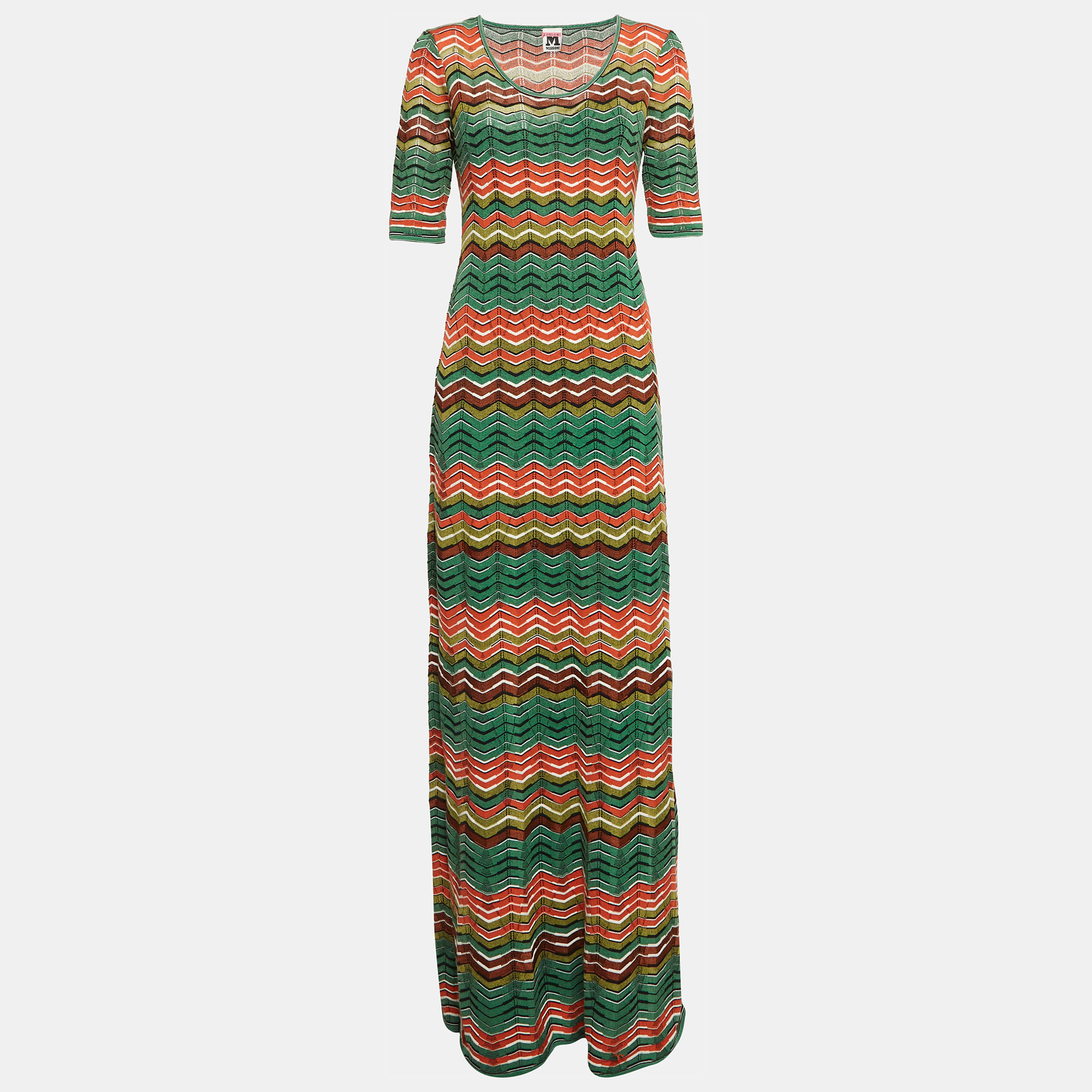 

M Missoni Multicolor Pointelle Knit Long Dress M