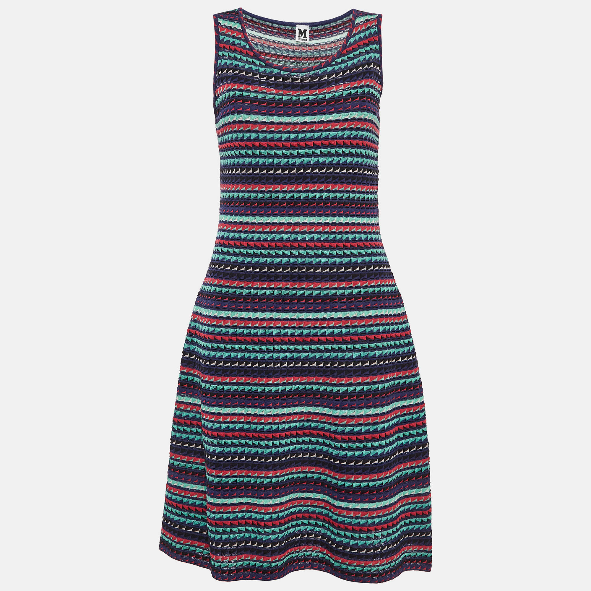 

M Missoni Multicolor Patterned Knit Sleeveless Midi Dress M