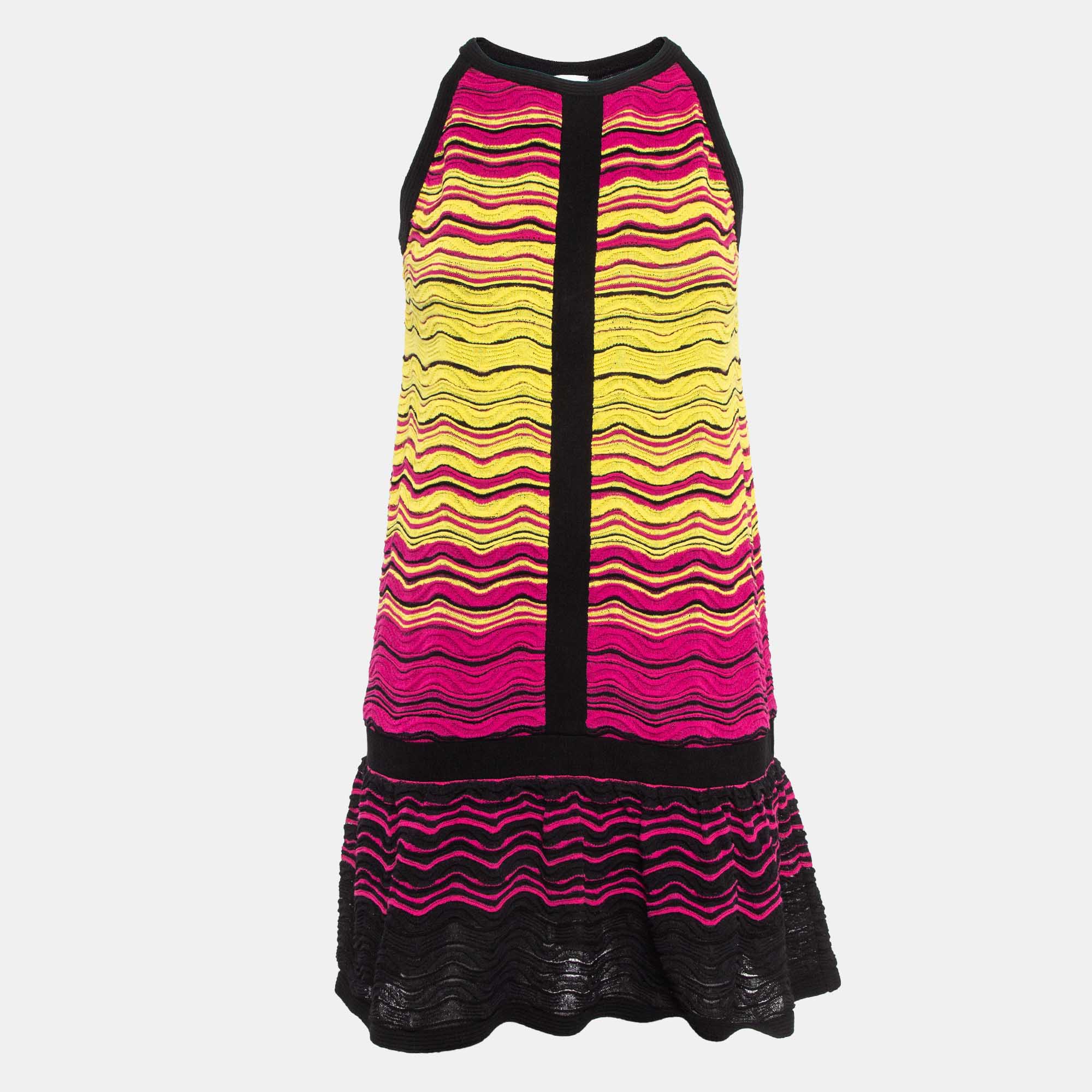 

M Missoni Multicolor Chevron Knit Short Dress S